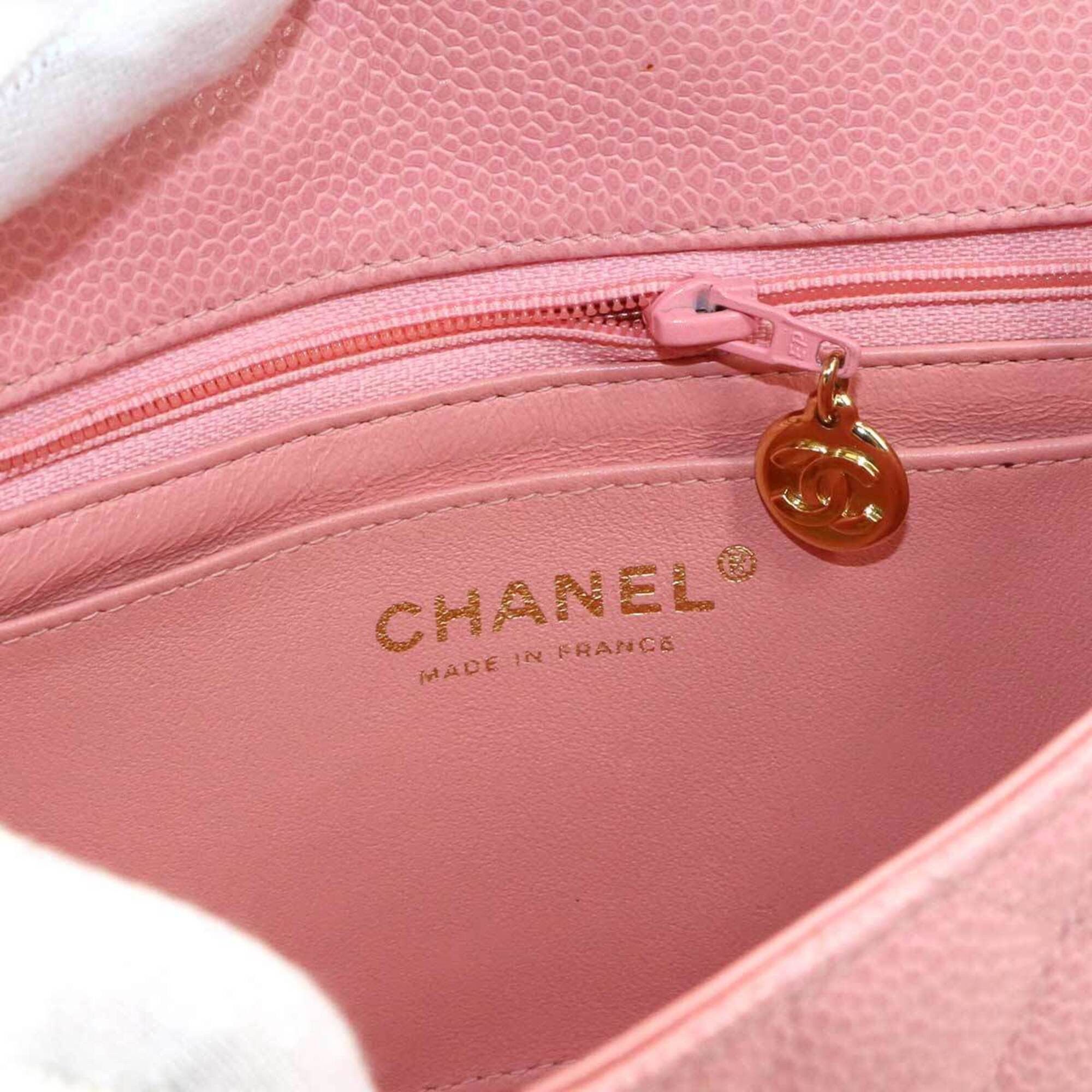 Chanel Chanel Mini Matelasse Chain Shoulder Handbag, Caviar Leather, Pink, A01115, Gold Hardware. Size ONE SIZE - 9 Thumbnail