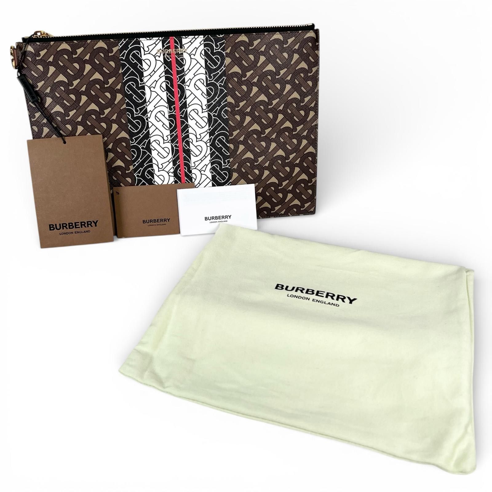 Burberry Burberry Burberry TB Monogram Stripe Cotton Clutch Bag Textile Clutch Bag DUTY FREE for USA Size ONE SIZE - 2 Thumbnail
