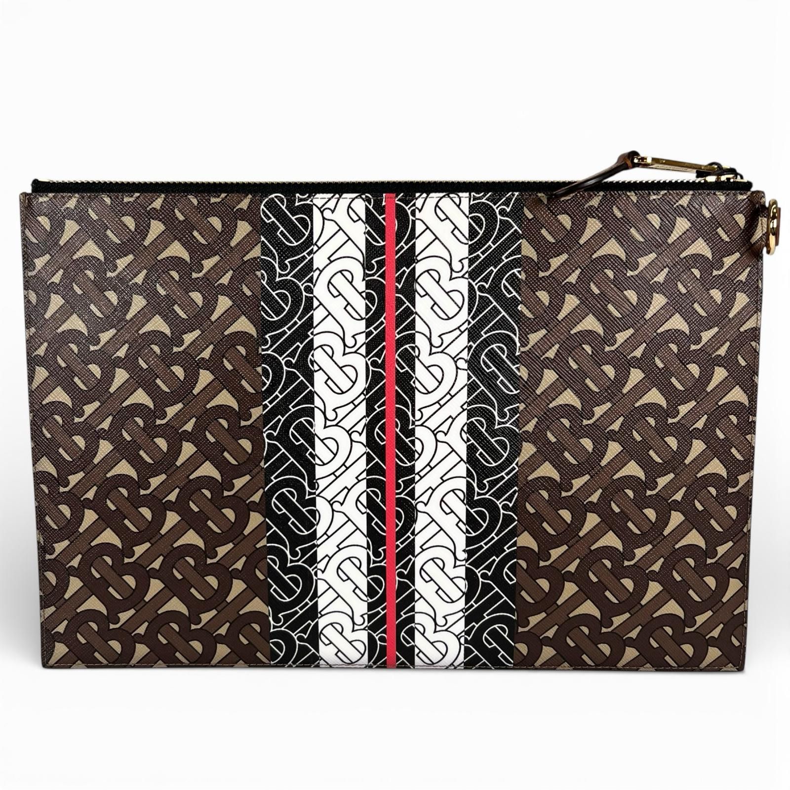 Burberry Burberry Burberry TB Monogram Stripe Cotton Clutch Bag Textile Clutch Bag DUTY FREE for USA Size ONE SIZE - 4 Thumbnail