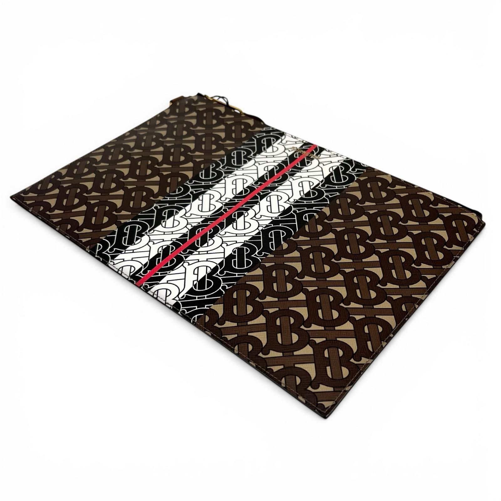 Burberry Burberry Burberry TB Monogram Stripe Cotton Clutch Bag Textile Clutch Bag DUTY FREE for USA Size ONE SIZE - 7 Thumbnail