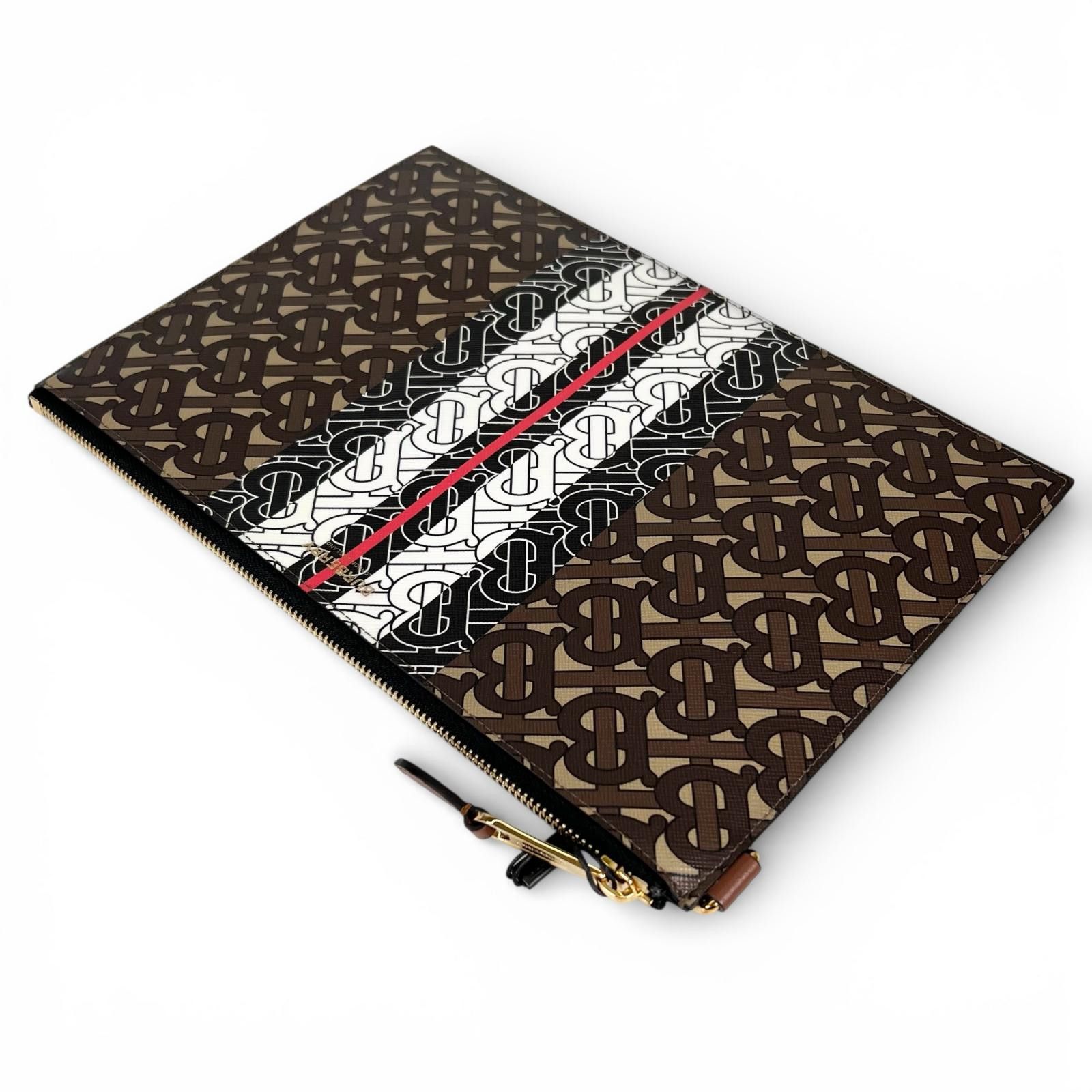 Burberry Burberry Burberry TB Monogram Stripe Cotton Clutch Bag Textile Clutch Bag DUTY FREE for USA Size ONE SIZE - 6 Thumbnail