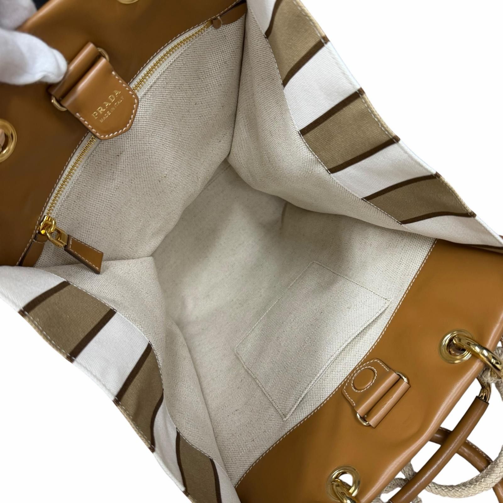 Prada Prada Prada Canvas Tote Bag Textile Tote Bag 1BG561 DUTY FREE for USA Size ONE SIZE - 5 Thumbnail