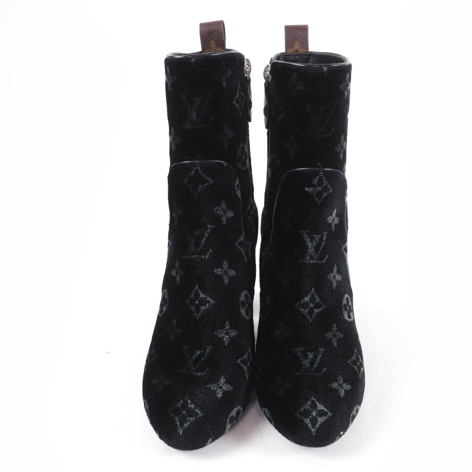 Louis Vuitton Louis Vuitton Louis Vuitton Silhouette Line Monogram Velour Boots Textile Shoes DUTY FREE for USA Size ONE SIZE - 4 Thumbnail