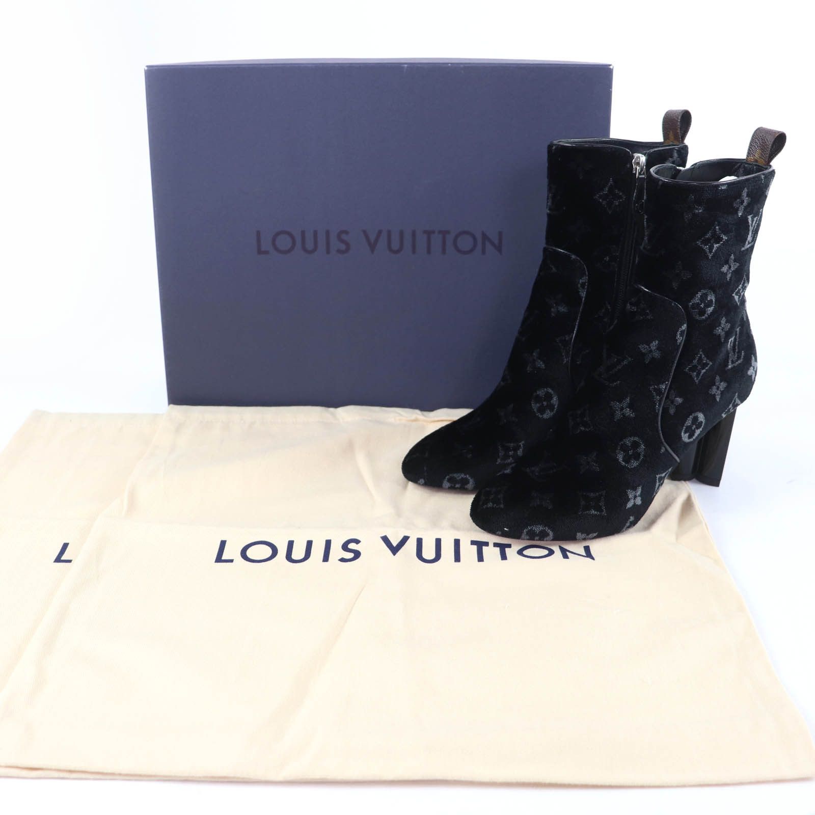 Louis Vuitton Louis Vuitton Louis Vuitton Silhouette Line Monogram Velour Boots Textile Shoes DUTY FREE for USA Size ONE SIZE - 2 Thumbnail