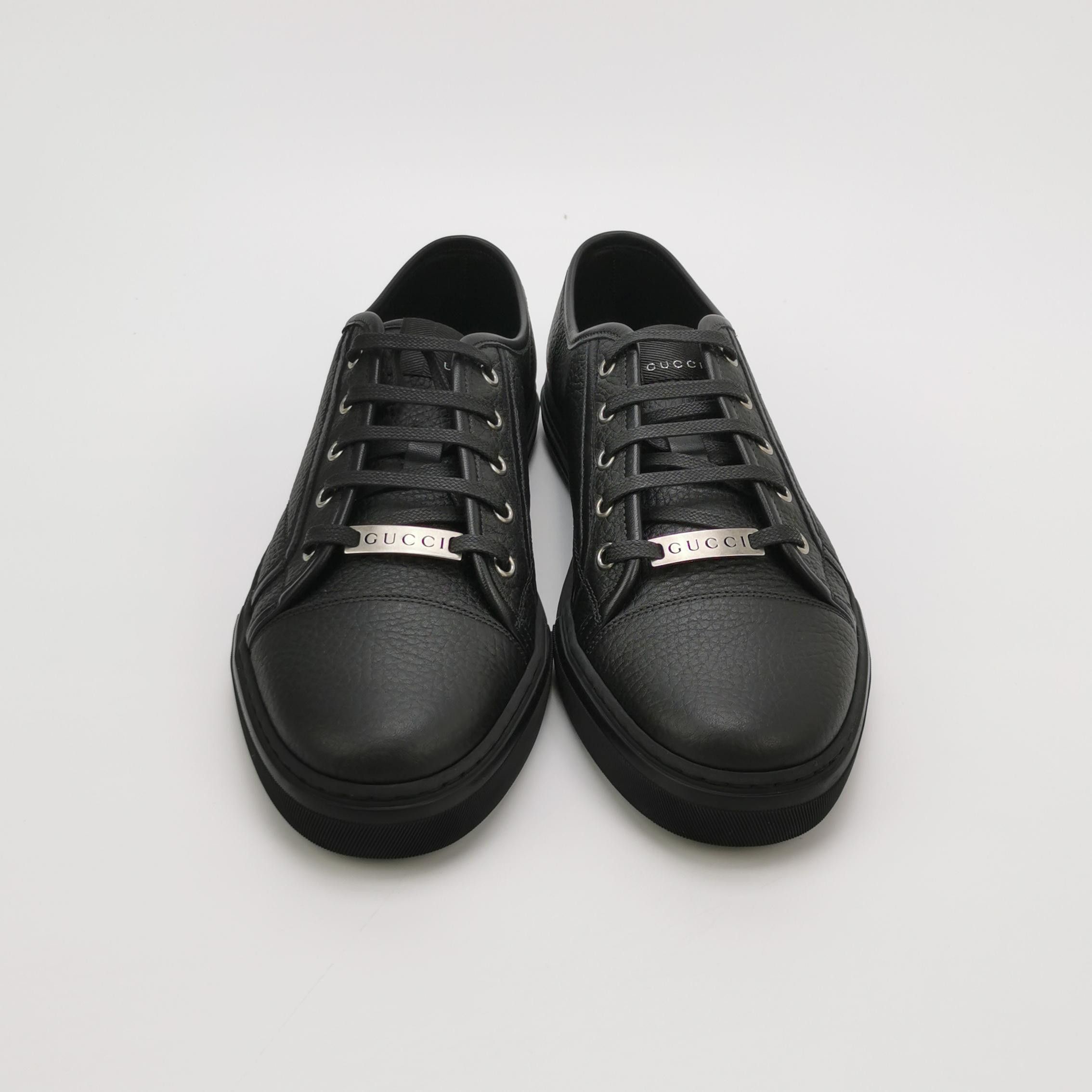 Gucci Gucci Black Leather Low-Top Sneakers US 8.5 Size US 8 / EU 41 - 4 Thumbnail