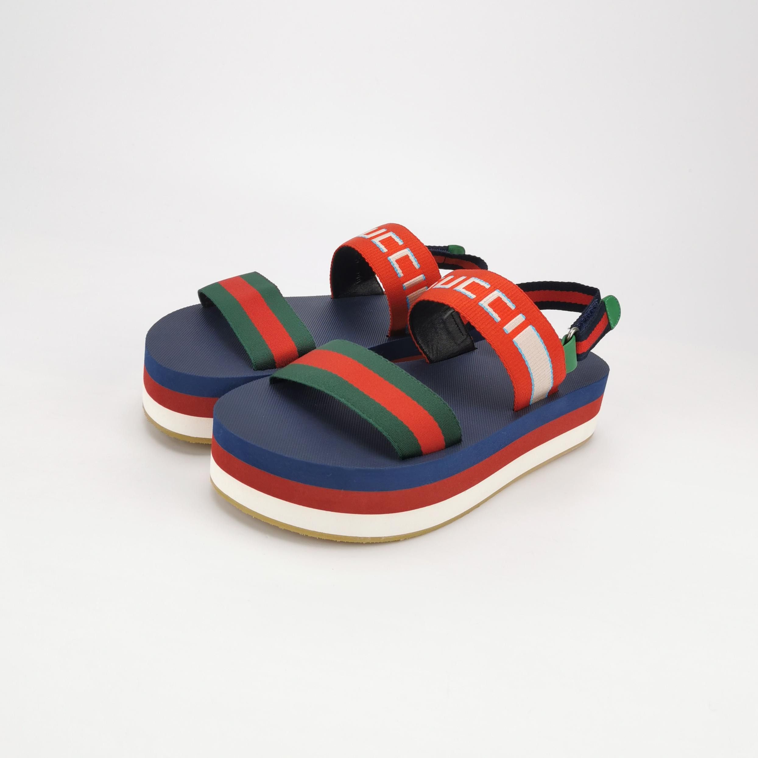 Gucci Gucci Logo Web Platform Sandals 39 Size US 9 / IT 39 - 3 Thumbnail