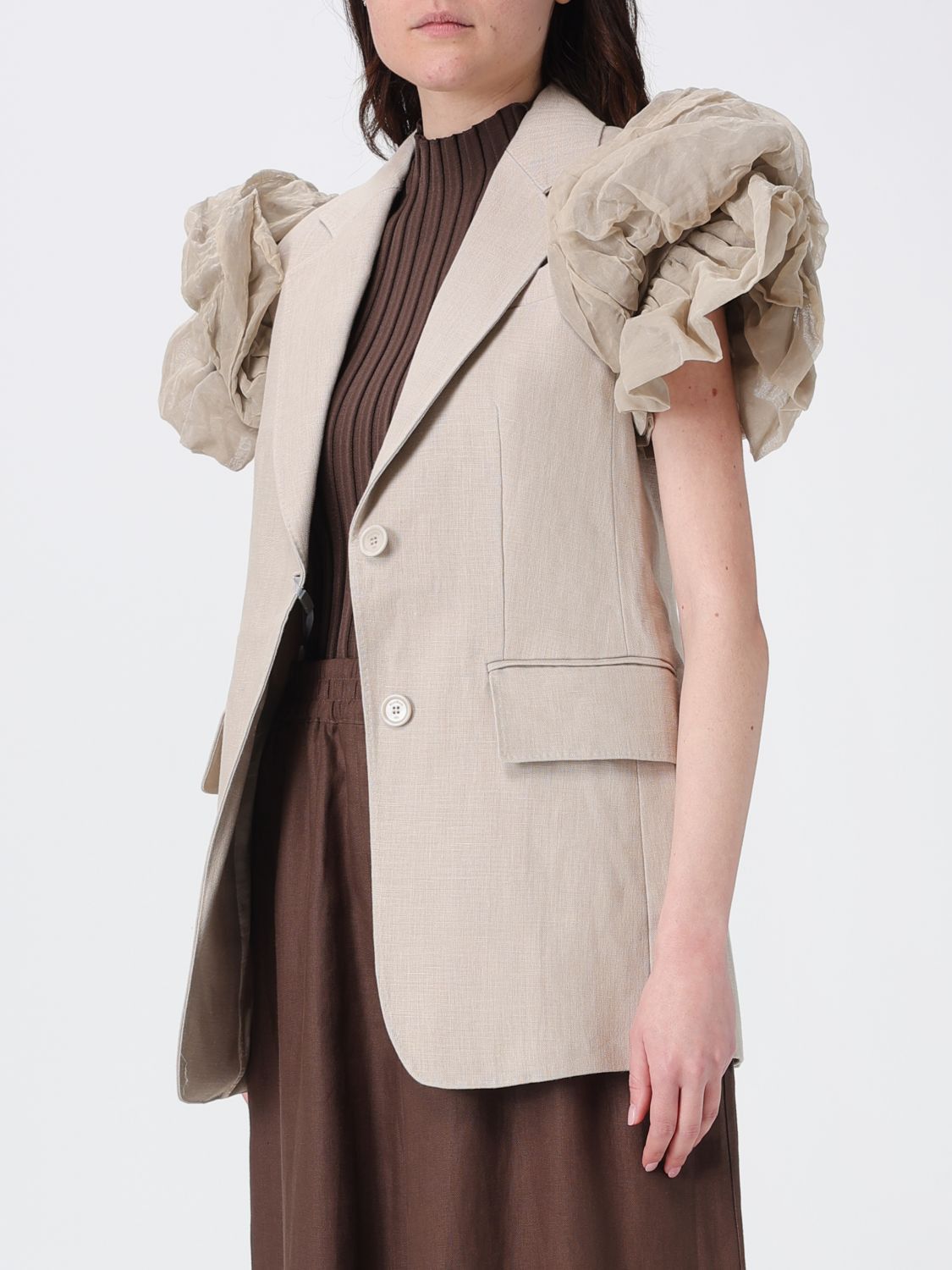 Max Mara Max Mara Jacket Woman Beige Size M / US 6-8 / IT 42-44 - 4 Thumbnail