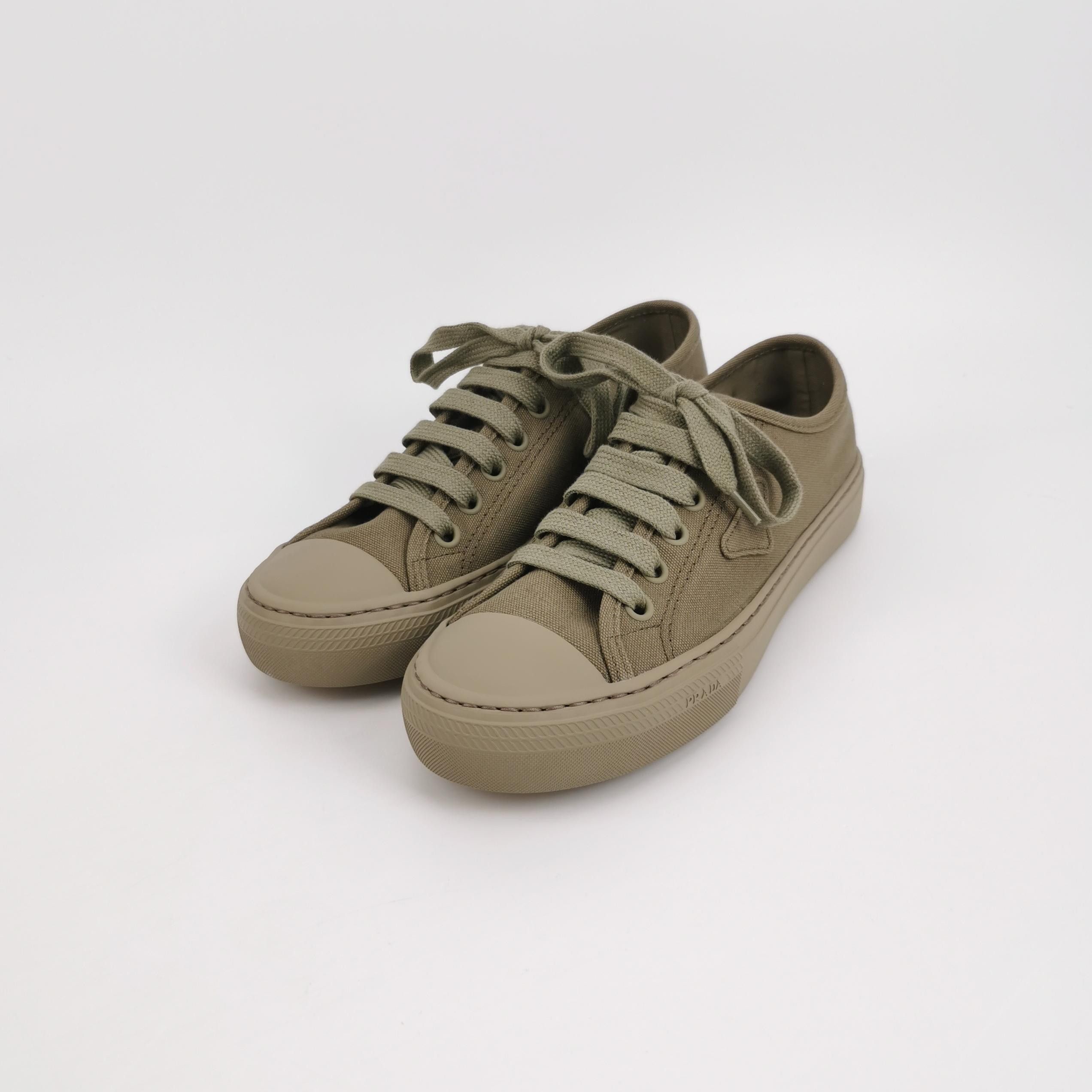 Prada Prada Olive Canvas Low-Top Sneakers 42 Size US 9 / EU 42 - 3 Thumbnail