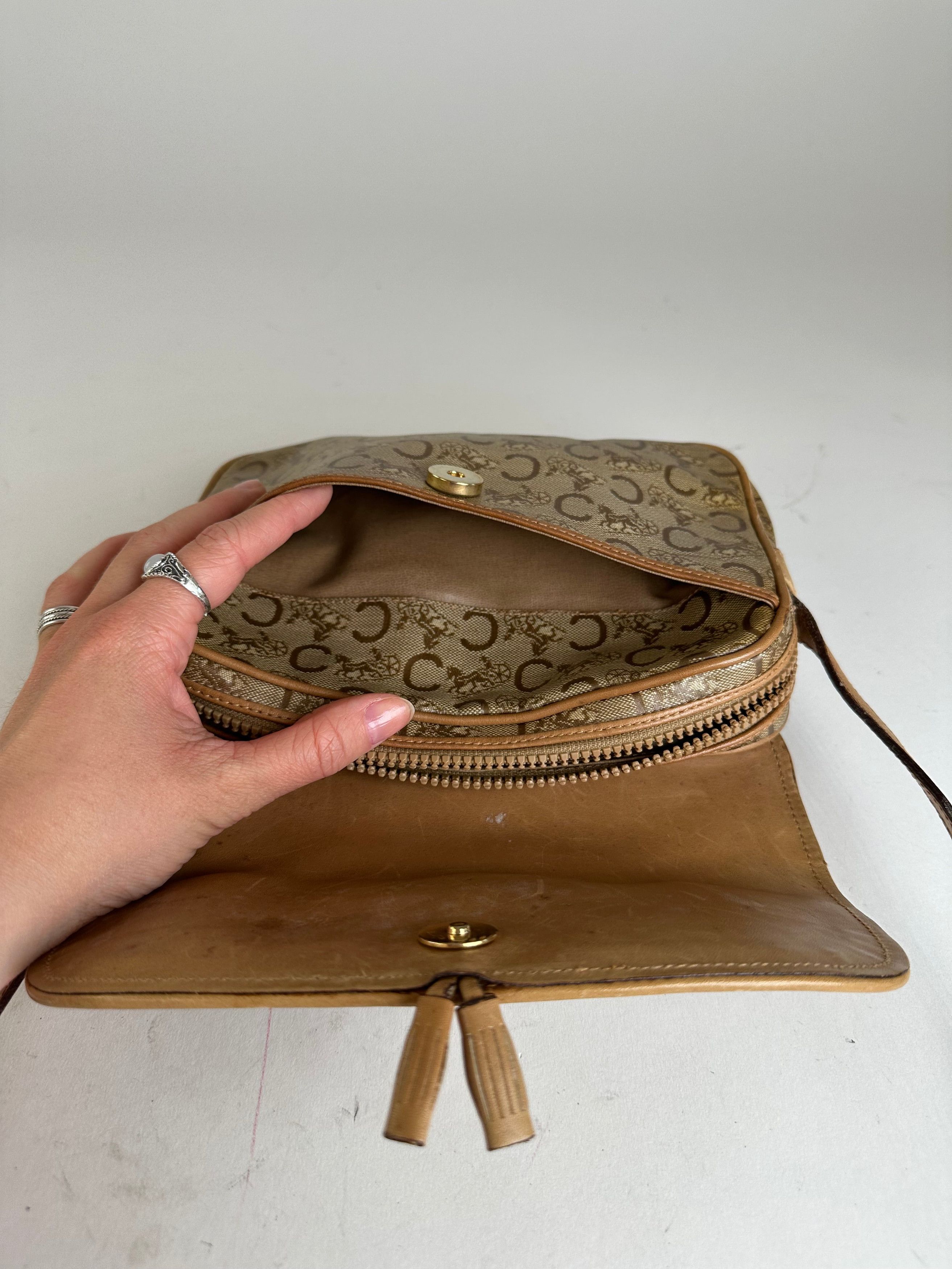 Celine Vintage Paris C Macadam Monogram Coated Canvas Shoulder Bag Size ONE SIZE - 12 Thumbnail