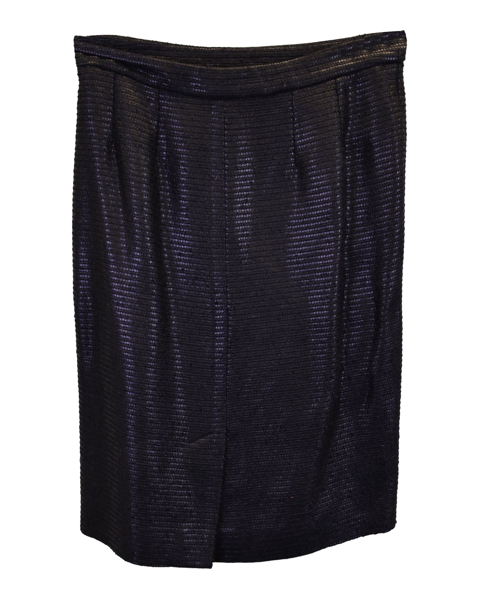 Saint Laurent Paris Saint Laurent Textured Skirt in Black Polyester Size 28" / US 6 / IT 42 - 2 Thumbnail