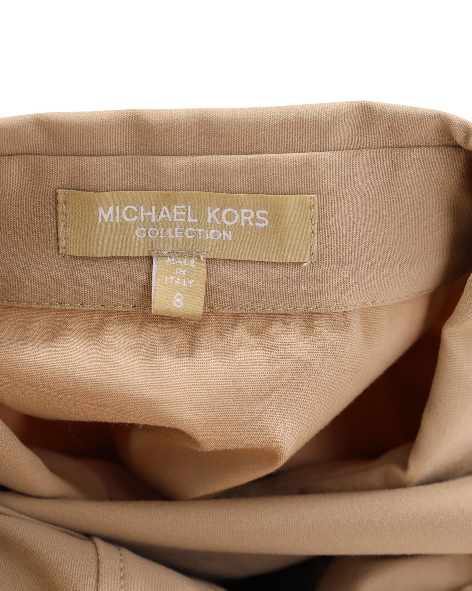 Michael Kors Michael Kors Pleated Shirt Dress in Beige Cotton Size XS / US 0-2 / IT 36-38 - 3 Thumbnail