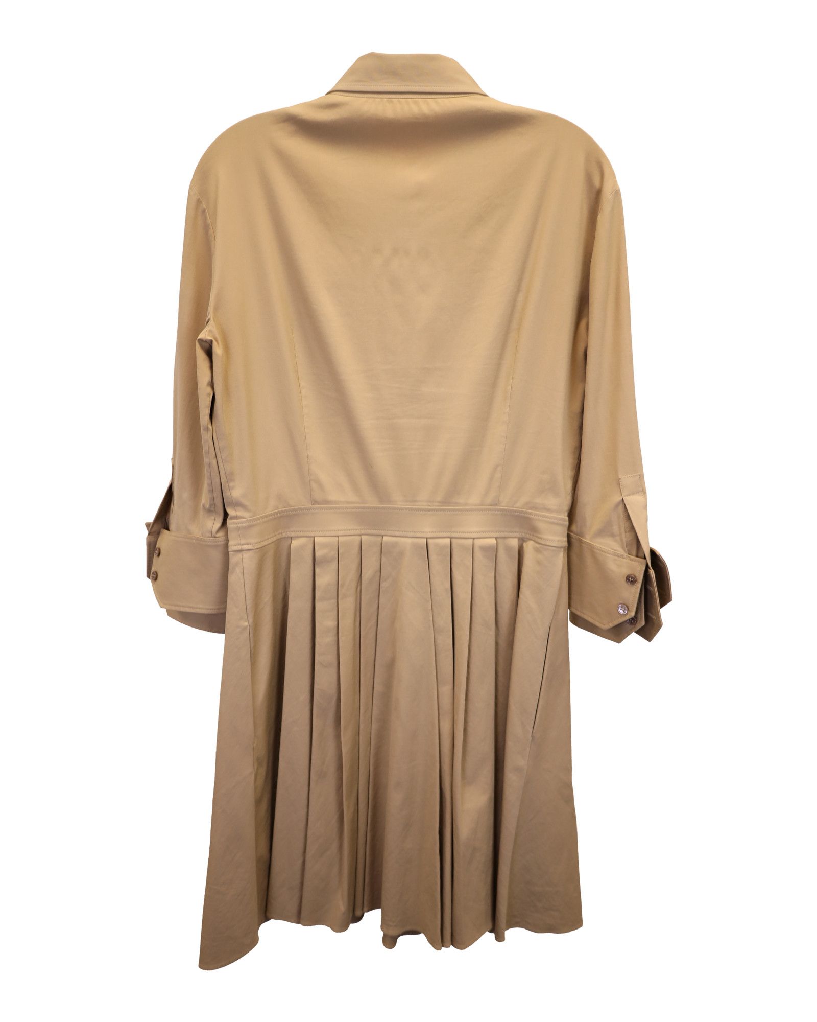 Michael Kors Michael Kors Pleated Shirt Dress in Beige Cotton Size XS / US 0-2 / IT 36-38 - 2 Thumbnail