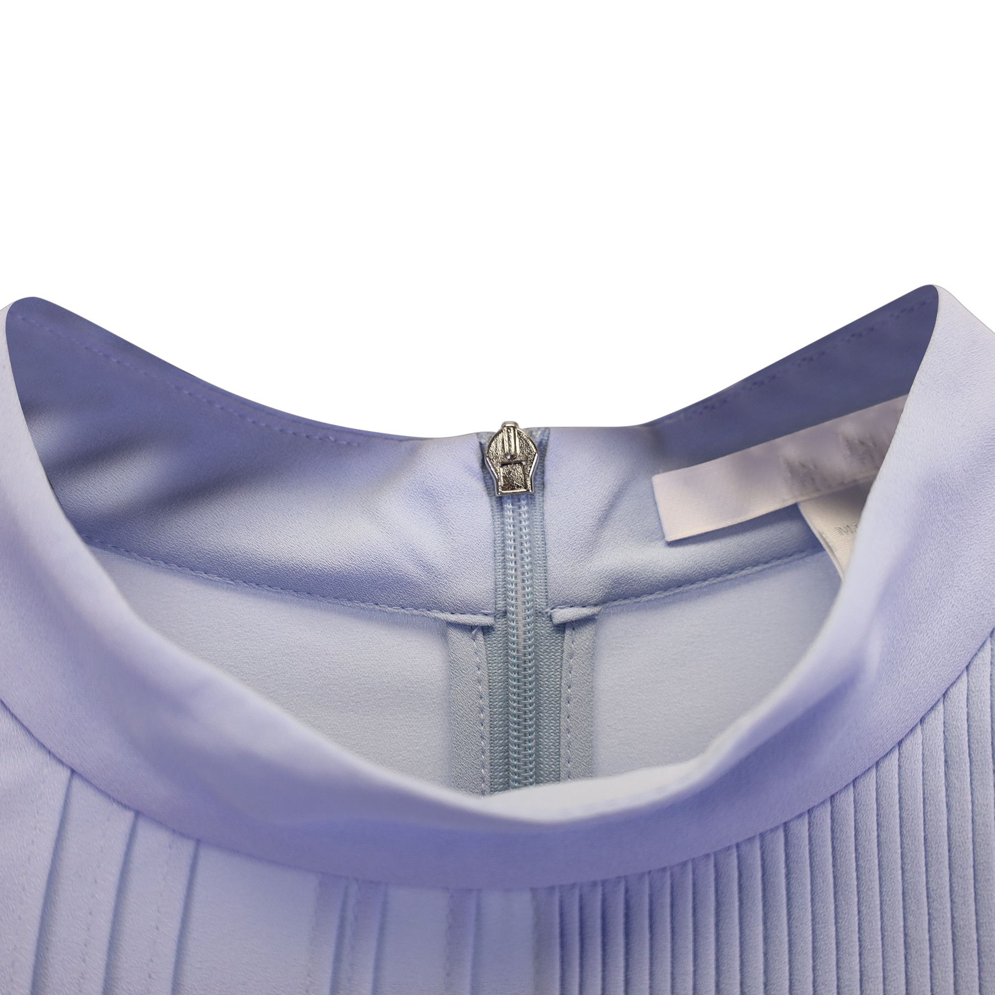 Hugo Boss Boss Pleated Mock-Neck Top in Blue Polyester Size S / US 4 / IT 40 - 2 Thumbnail