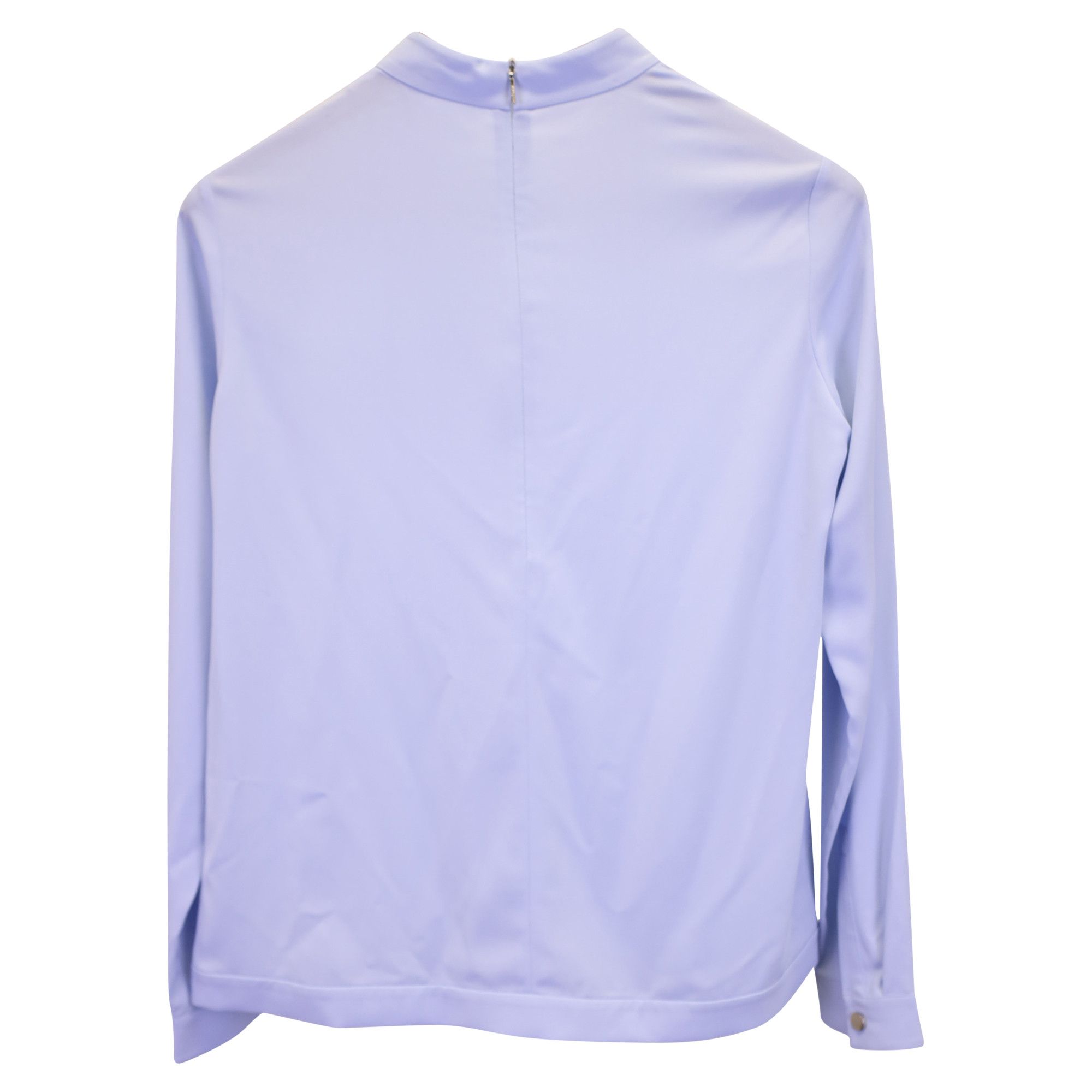 Hugo Boss Boss Pleated Mock-Neck Top in Blue Polyester Size S / US 4 / IT 40 - 3 Thumbnail