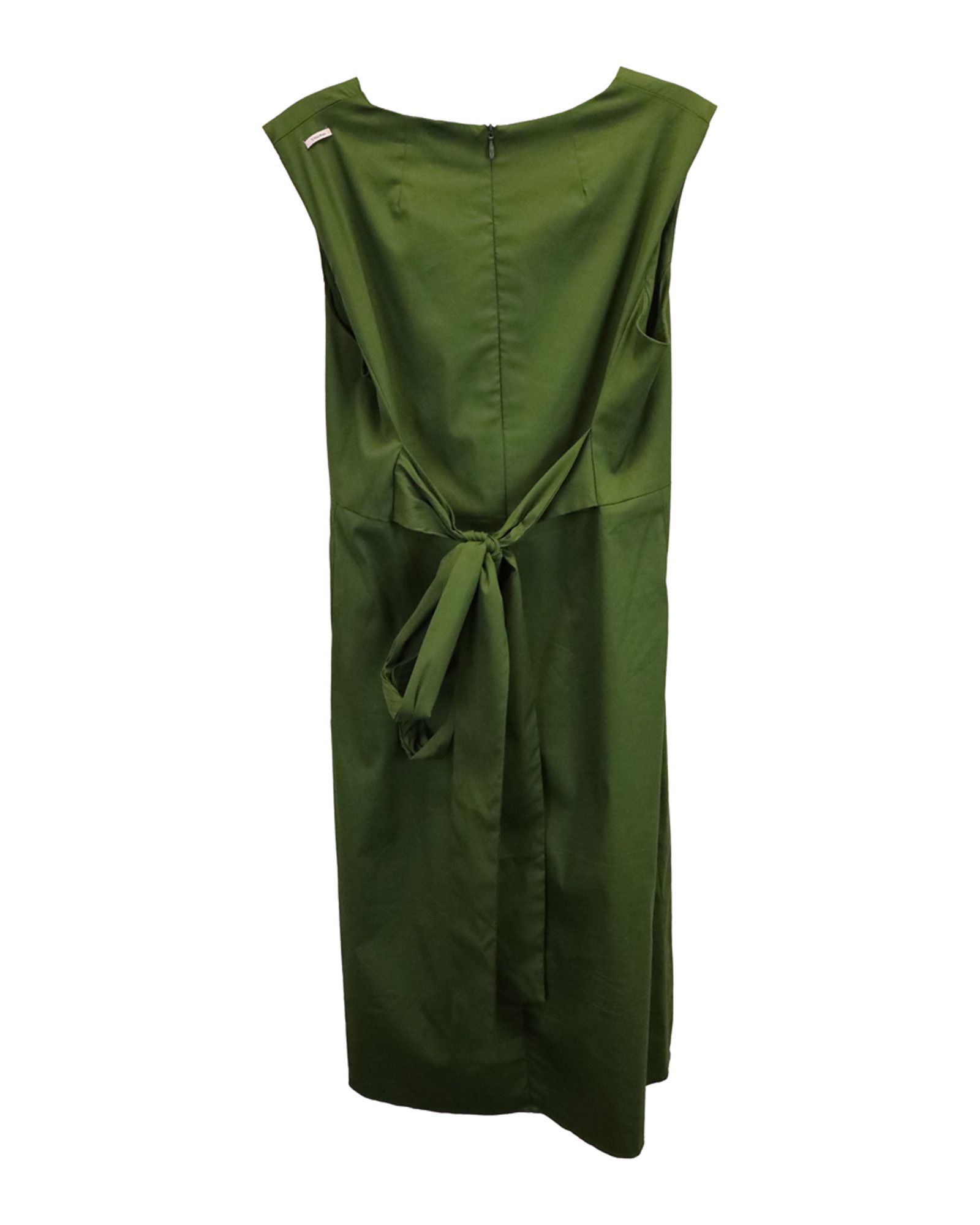 Max Mara Max Mara V-neck Flared Midi Dress in Green Cotton Size S / US 4 / IT 40 - 3 Thumbnail