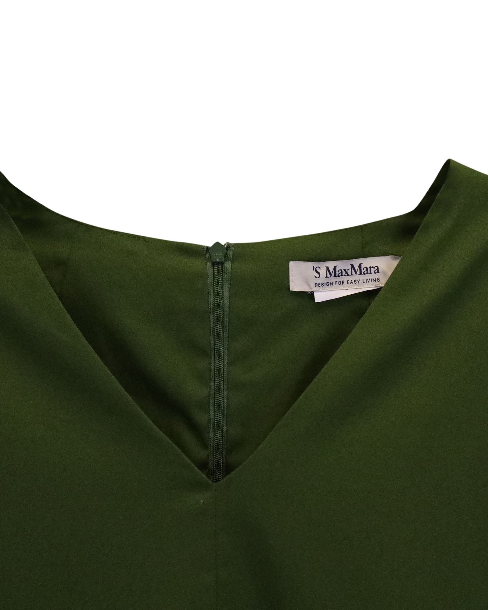 Max Mara Max Mara V-neck Flared Midi Dress in Green Cotton Size S / US 4 / IT 40 - 2 Thumbnail