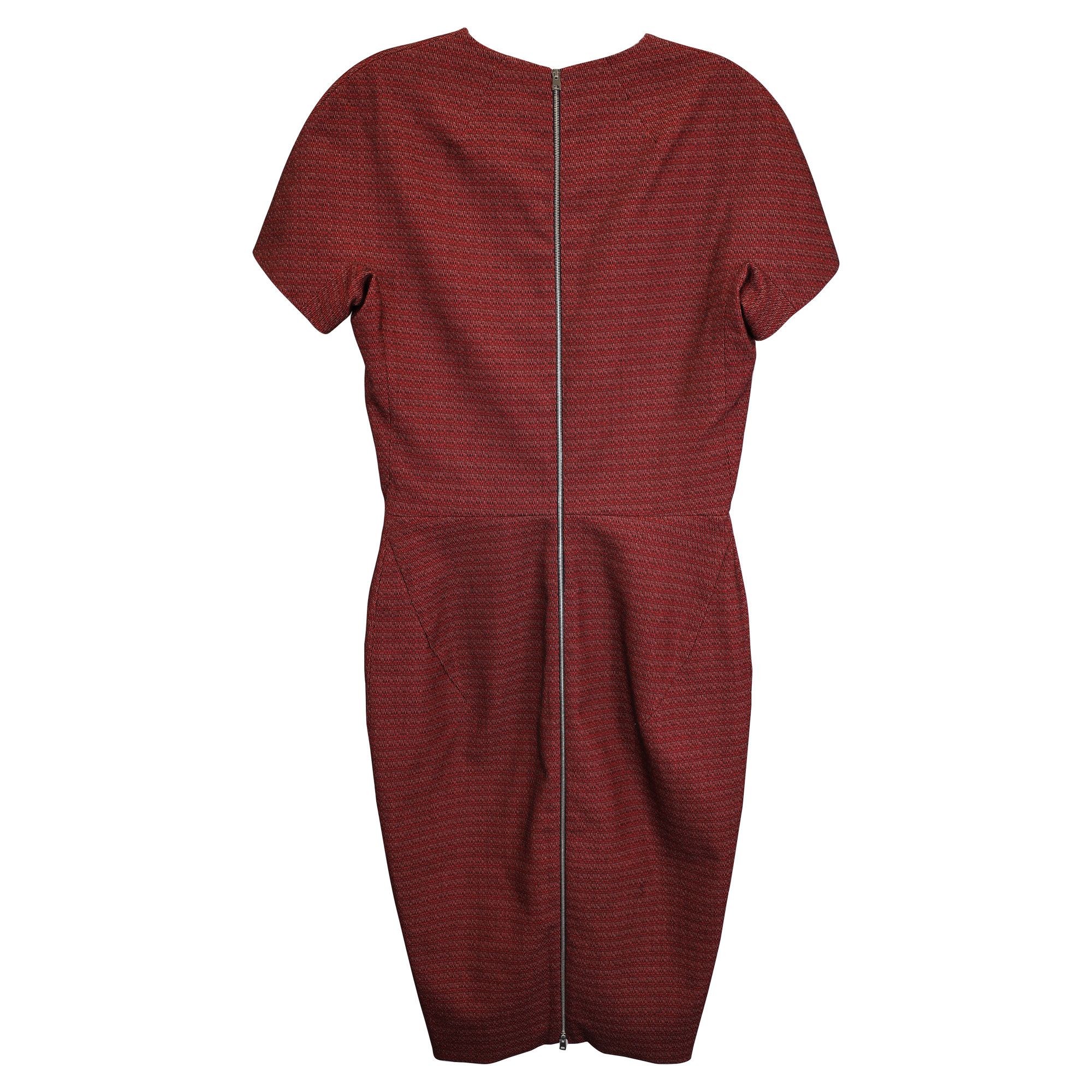 Victoria Beckham Victoria Beckham Stretch Jacquard Midi Dress in Burgundy Cot Size XS / US 0-2 / IT 36-38 - 3 Thumbnail