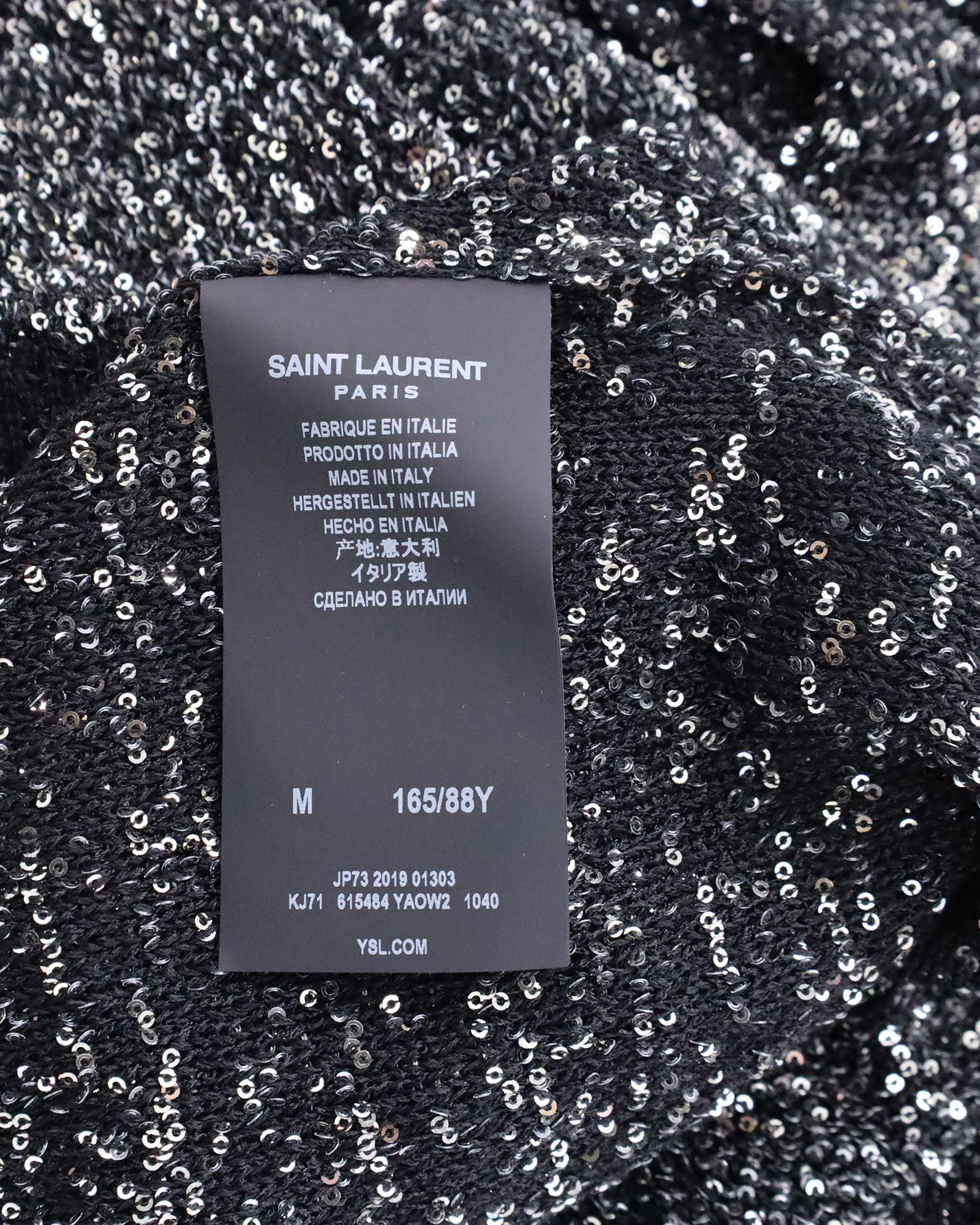 Saint Laurent Paris Saint Laurent Embellished Mini Dress in Black Sequin Size M / US 6-8 / IT 42-44 - 3 Thumbnail