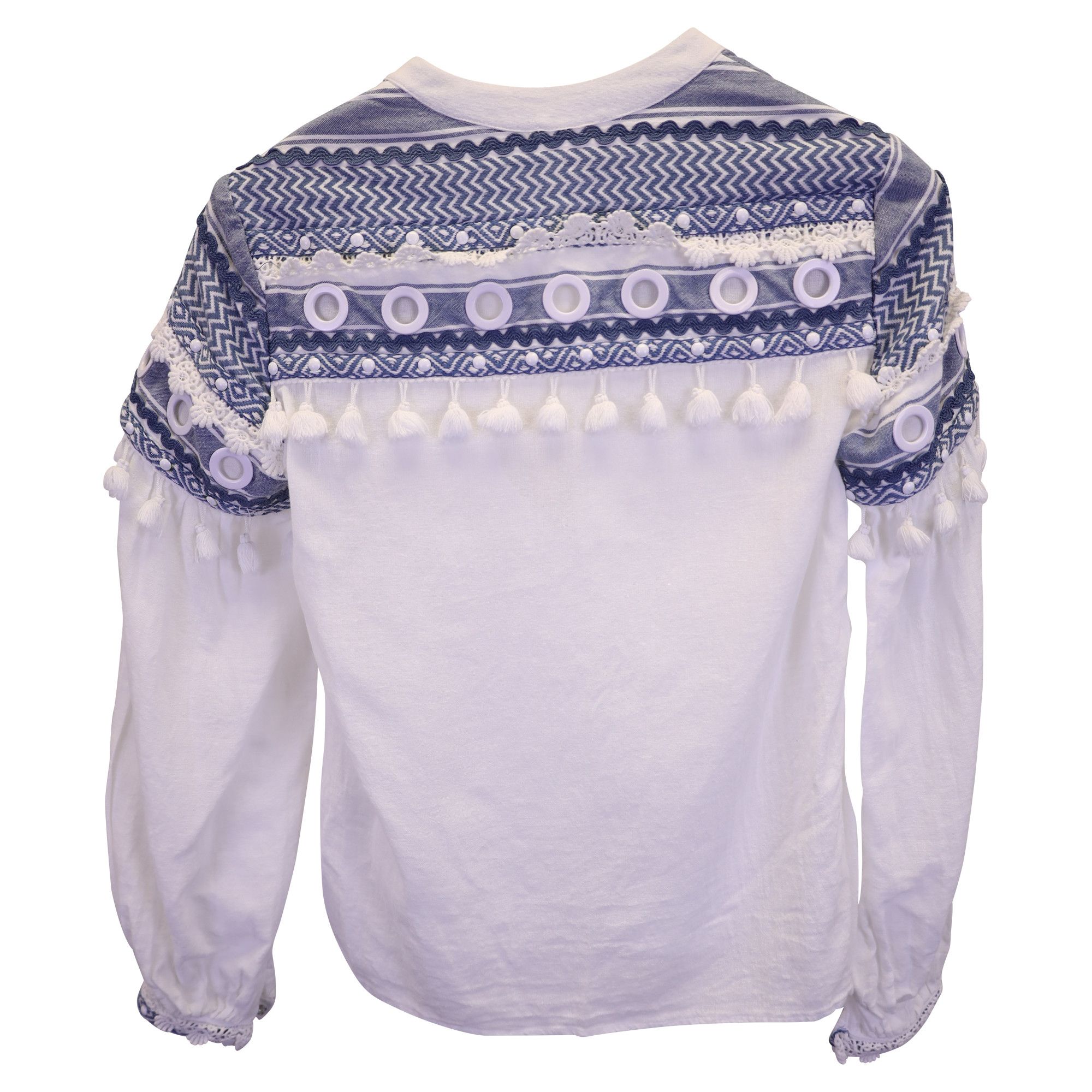 Dodo Bar Or Dodo Bar Or Tassel Detail Top in White Cotton Size S / US 4 / IT 40 - 4 Thumbnail