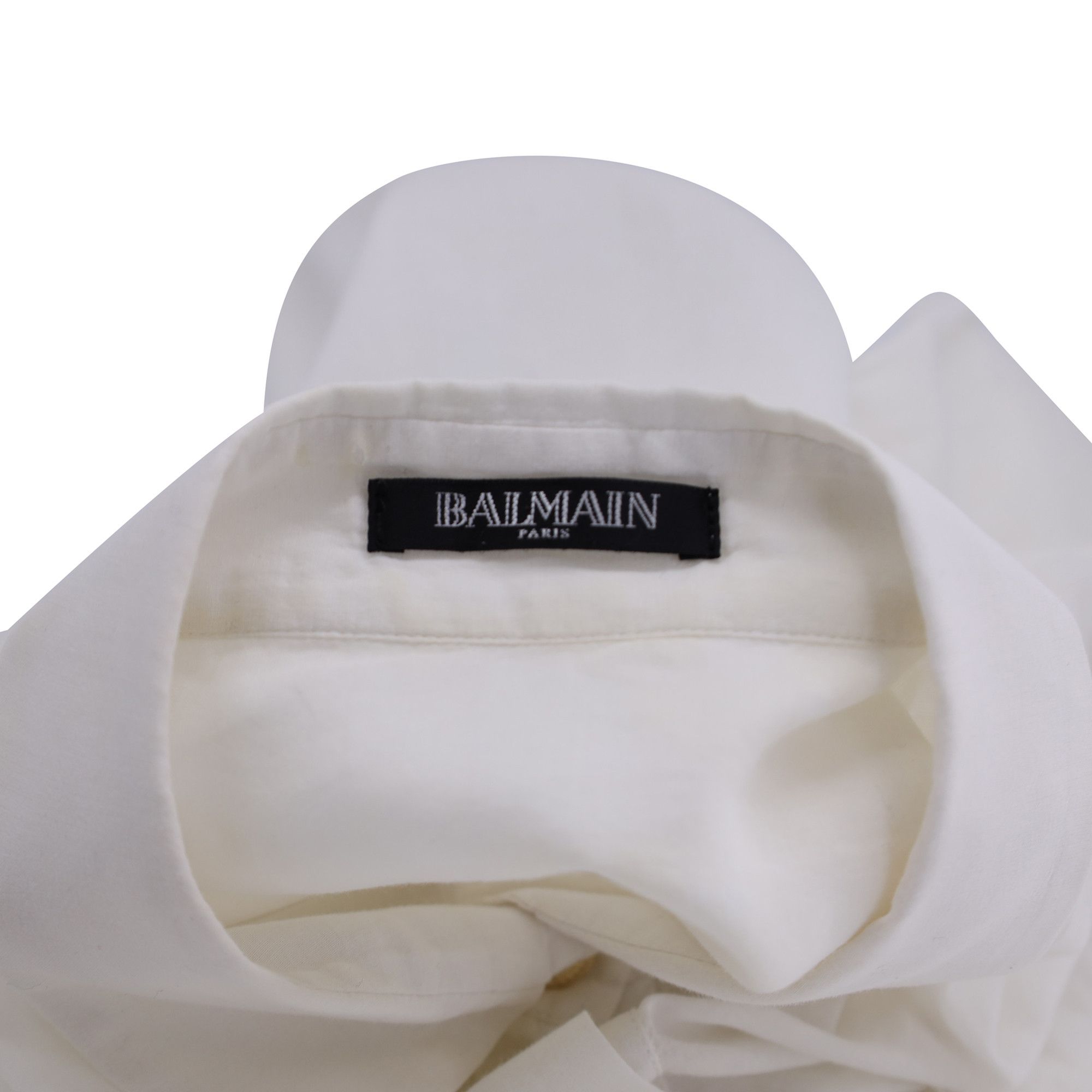 Balmain Balmain Gold Button Shirt in White Cotton Size XS / US 0-2 / IT 36-38 - 4 Thumbnail