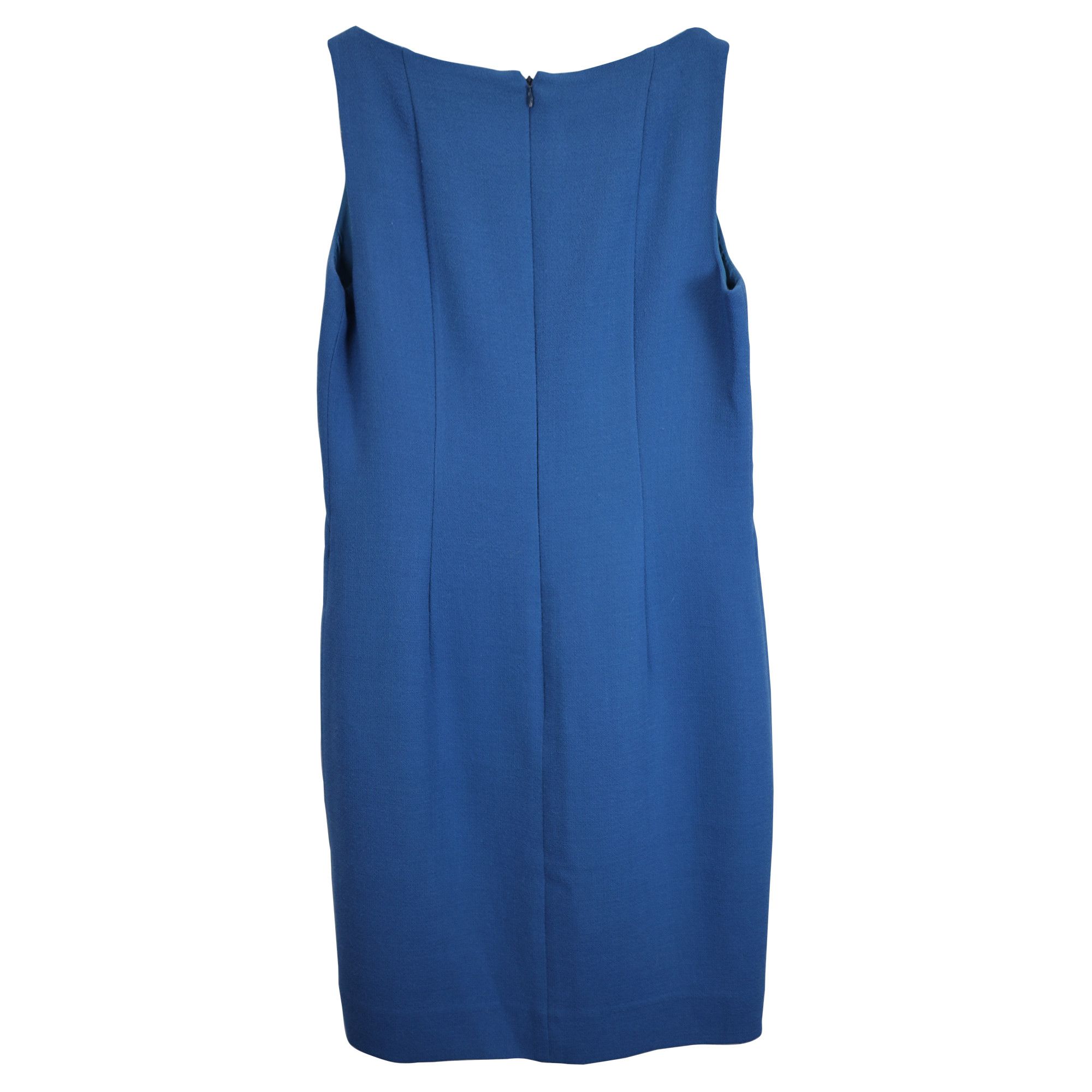 Akris Akris V-neck Shift Dress in Blue Wool Size XXS / US 00 / IT 34 - 2 Thumbnail