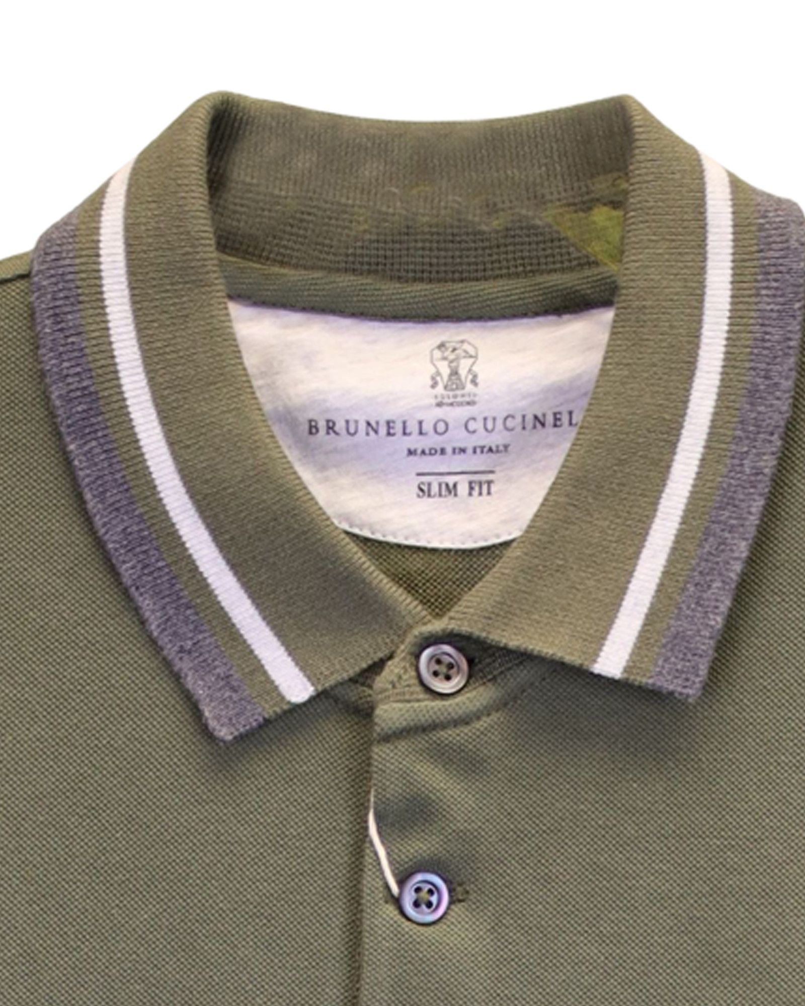 Brunello Cucinelli Brunello Cucinelli Polo Shirt in Army Green Cotton Pique Size US XS / EU 42 / 0 - 2 Thumbnail