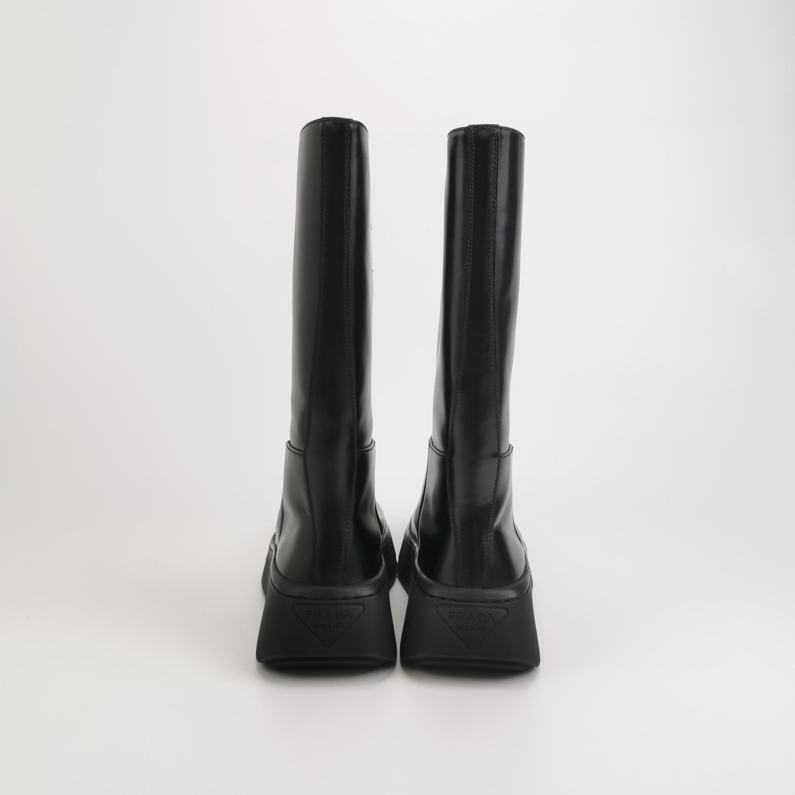 Prada Prada Calfskin Chunky Sole Tall Boots 40.5 Size US 10.5 / IT 40.5 - 5 Thumbnail