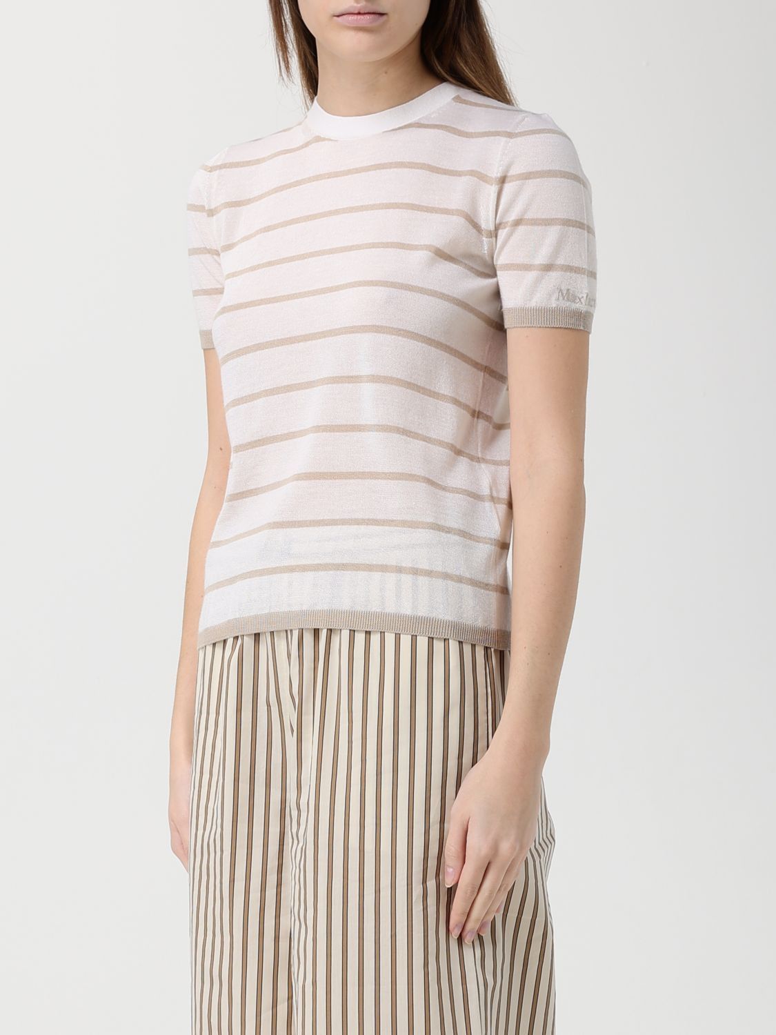Max Mara Max Mara T-Shirt Woman Beige Size S / US 4 / IT 40 - 4 Thumbnail