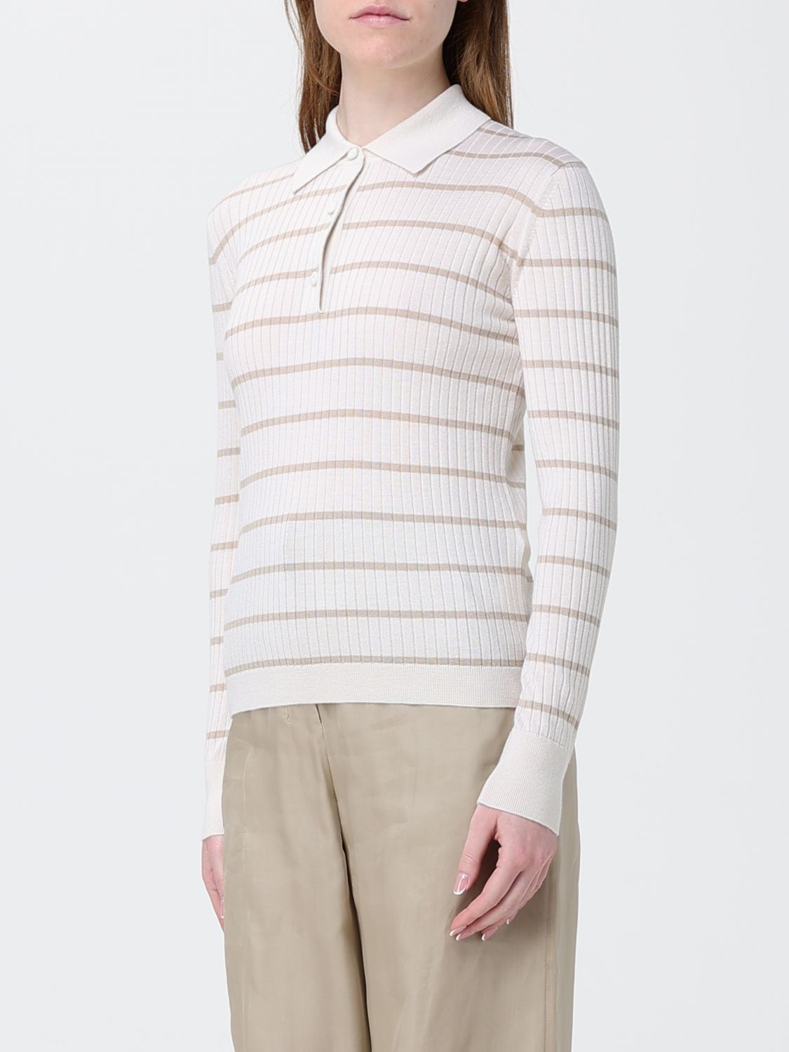 Max Mara Max Mara Polo Shirt Woman Beige Size M / US 6-8 / IT 42-44 - 4 Thumbnail
