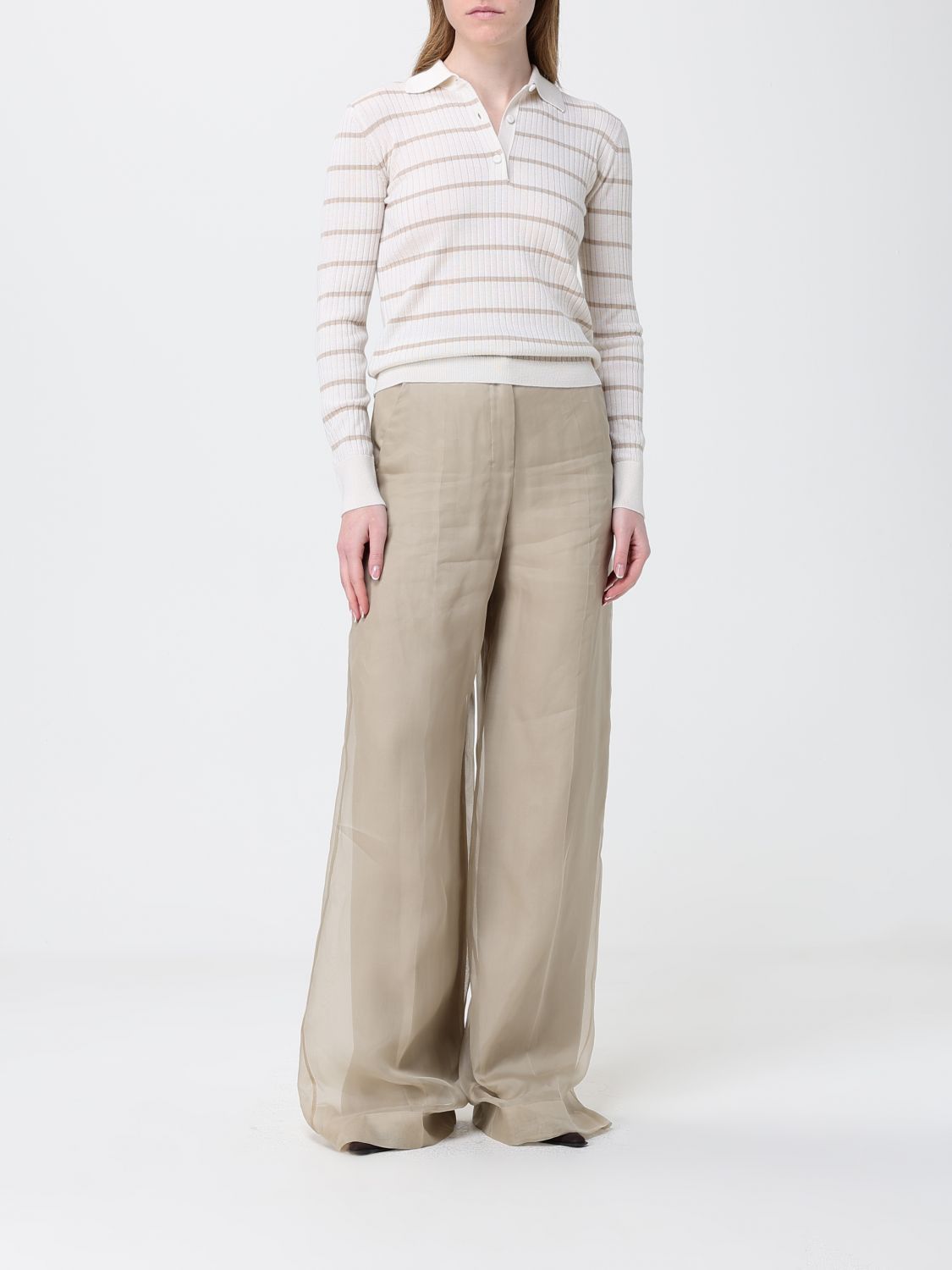 Max Mara Max Mara Polo Shirt Woman Beige Size M / US 6-8 / IT 42-44 - 2 Thumbnail