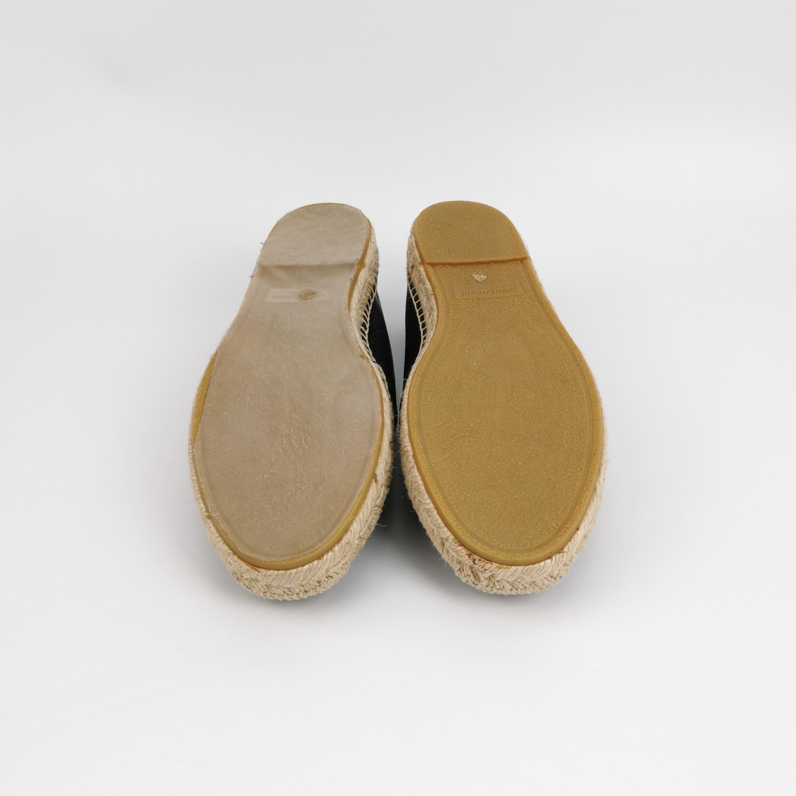 Saint Laurent Paris Saint Laurent Grained Leather Logo Espadrilles 41.5 Size US 8 / EU 41 - 6 Thumbnail