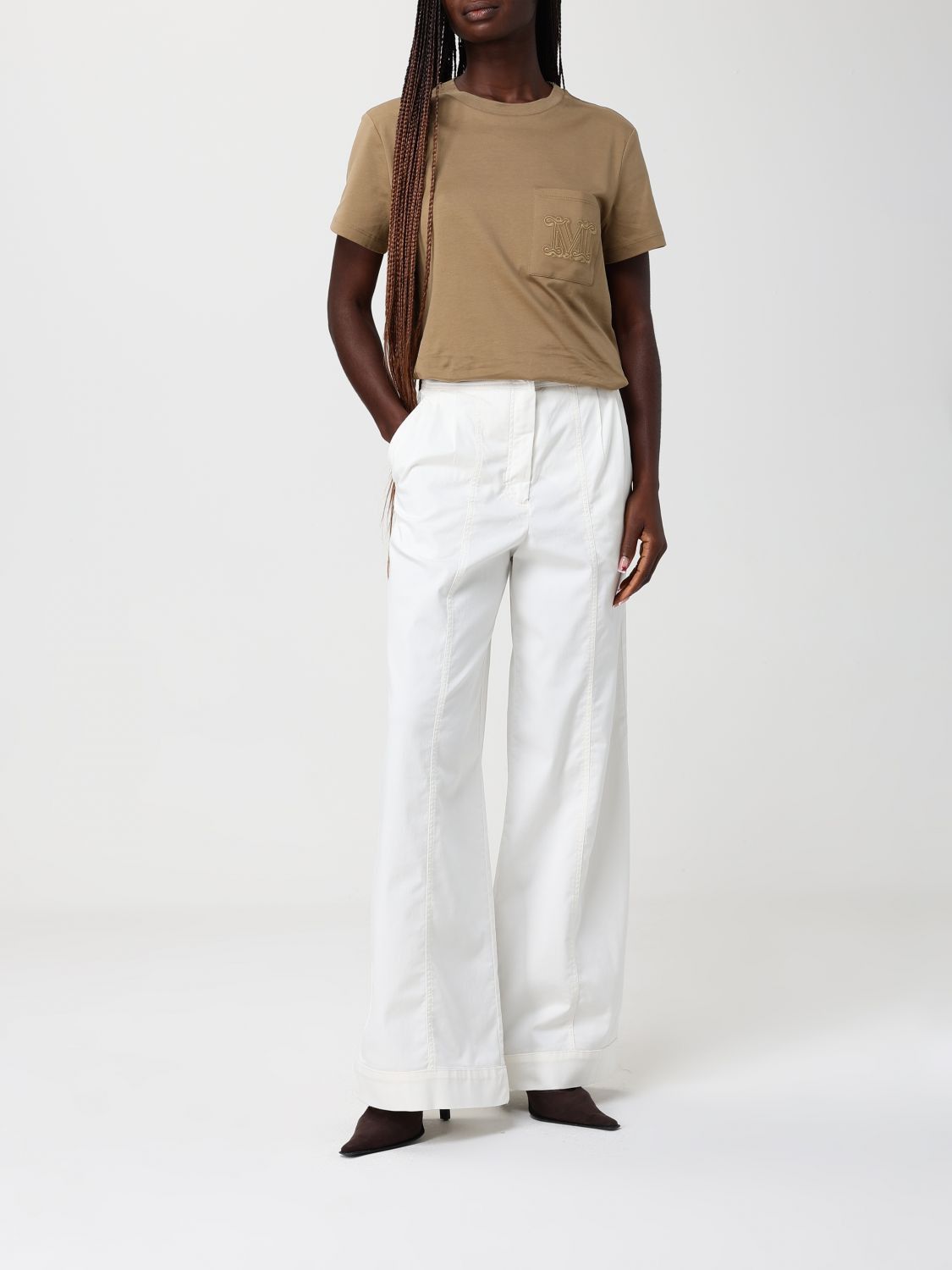 Max Mara Max Mara T-Shirt Woman Beige Size M / US 6-8 / IT 42-44 - 2 Thumbnail
