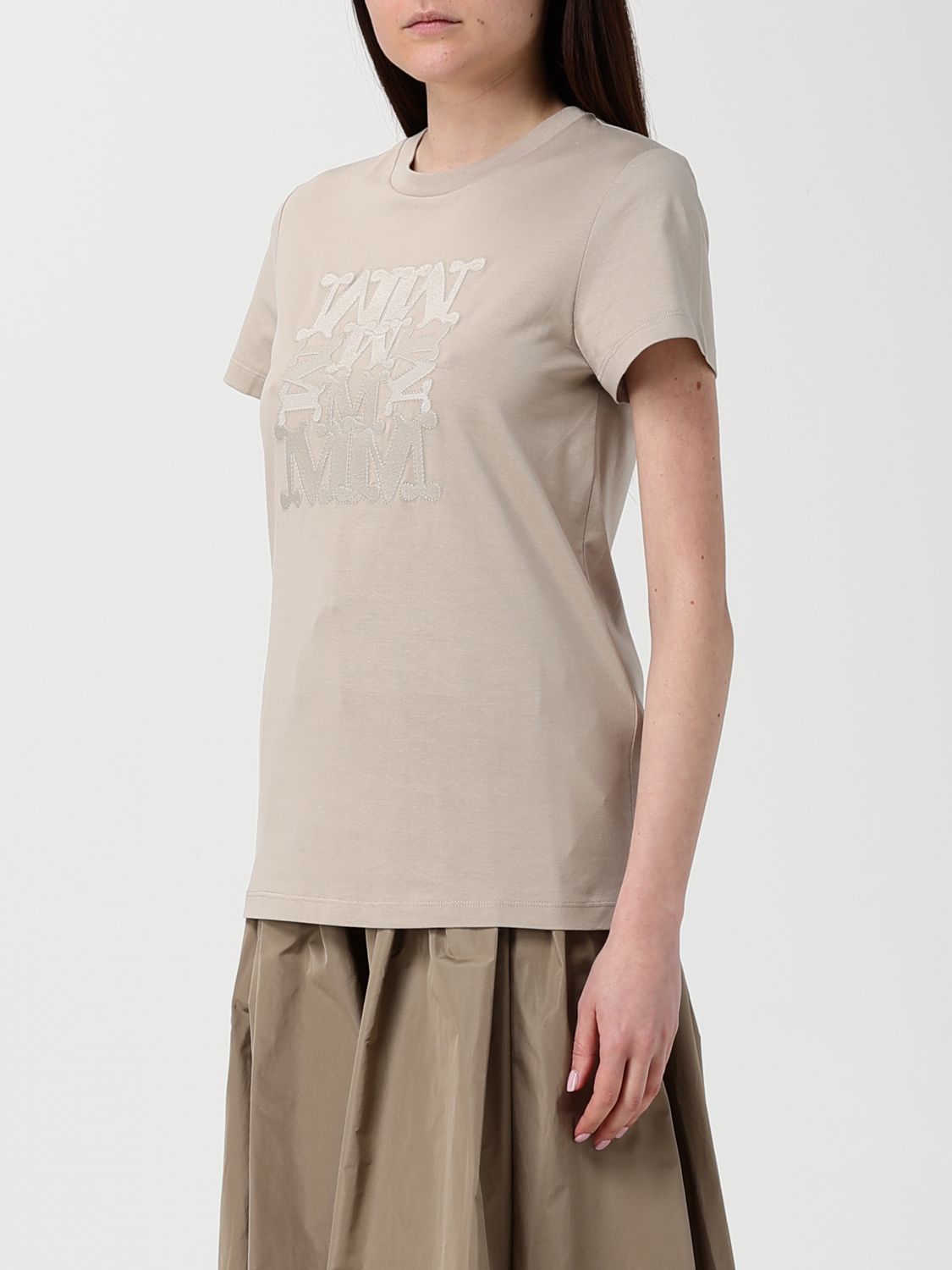 Max Mara Max Mara T-Shirt Woman Beige Size L / US 10 / IT 46 - 4 Thumbnail