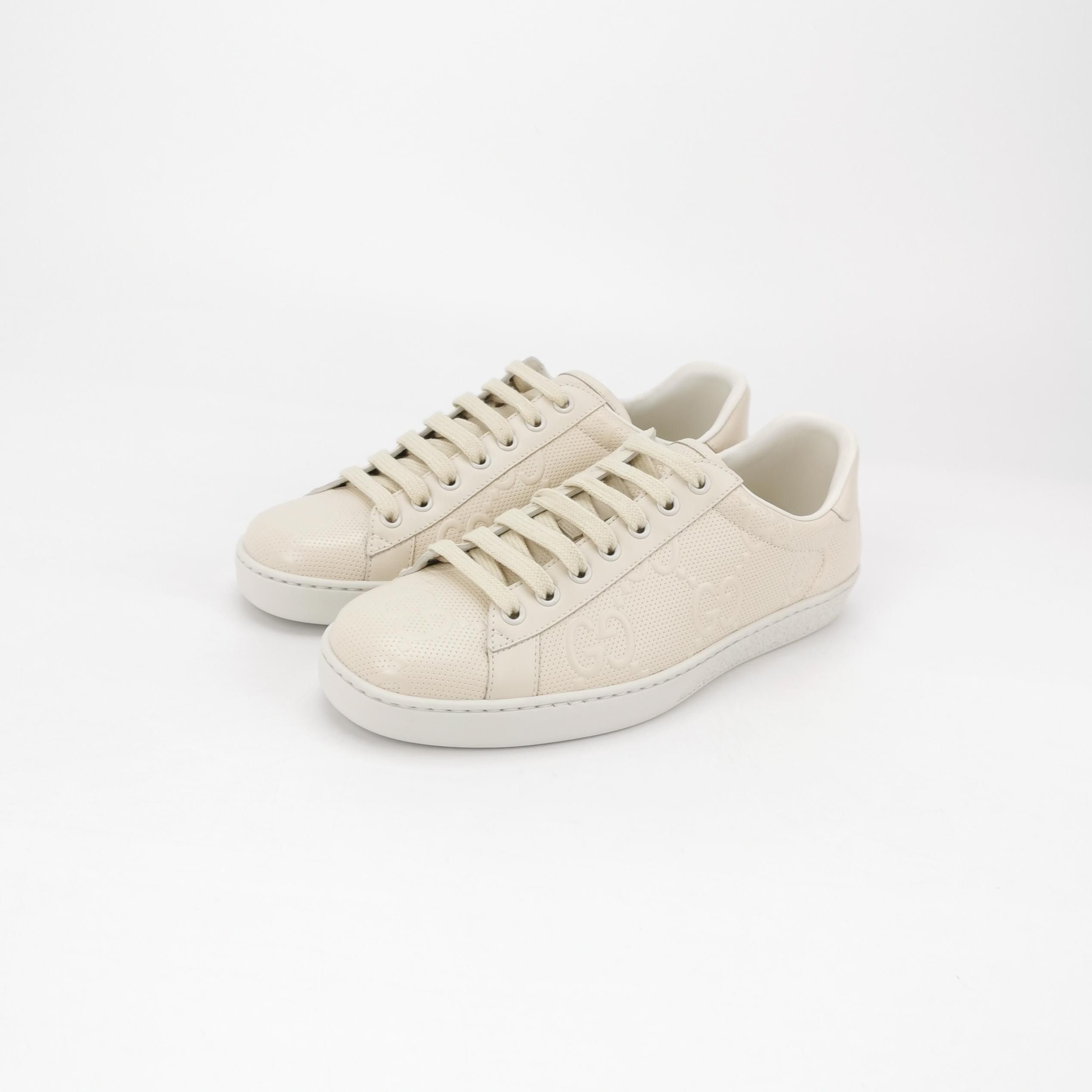 Gucci Gucci Ace Embossed Monogram Leather Sneakers 39.5 Size US 6 / EU 39 - 3 Thumbnail
