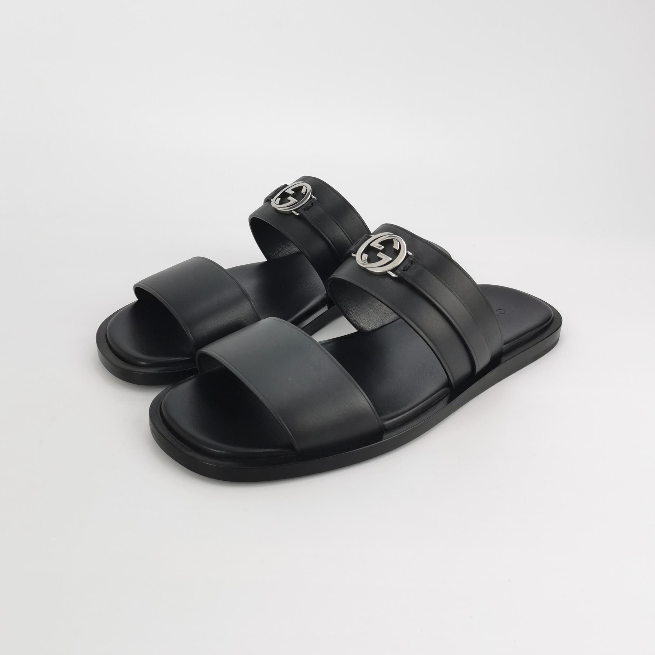 Gucci Gucci Interlocking G Leather Slides 44 Size US 11 / EU 44 - 3 Thumbnail