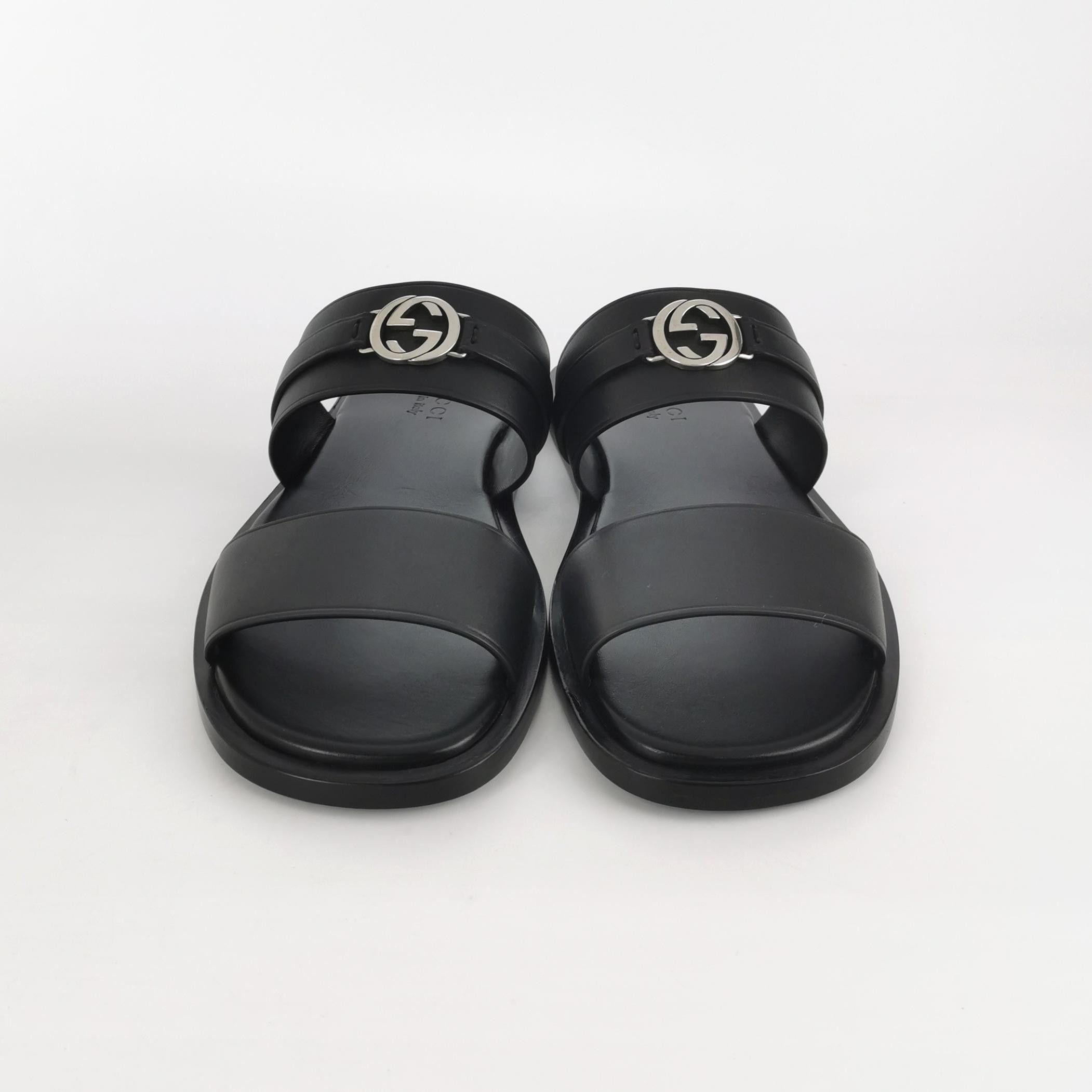 Gucci Gucci Interlocking G Leather Slides 44 Size US 11 / EU 44 - 4 Thumbnail