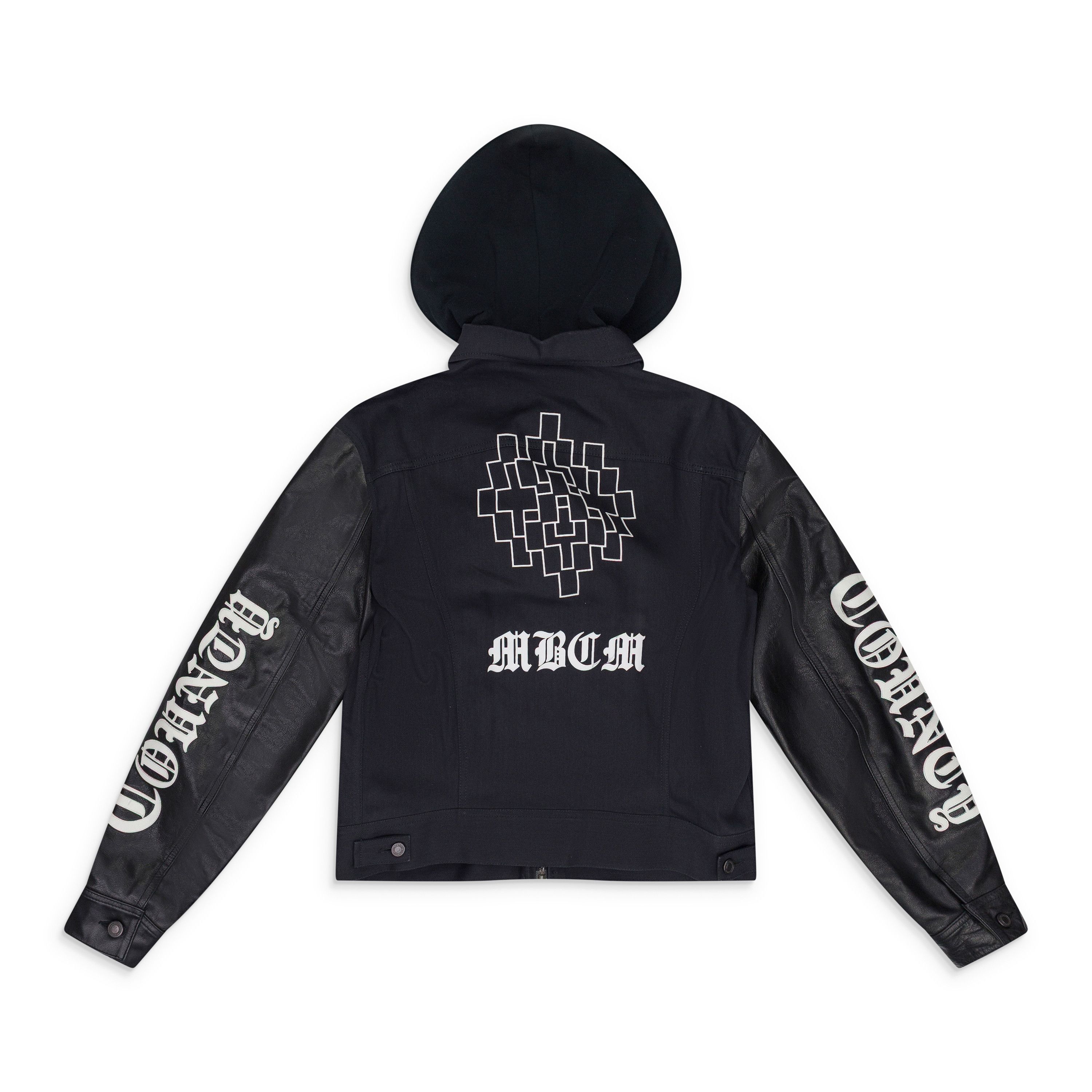 Marcelo Burlon Marcelo Burlon BLACK UNKNOWN CABAN WITH WHITE GRAPHIC DENIM JACKET SIZE L Size US L / EU 52-54 / 3 - 2 Thumbnail