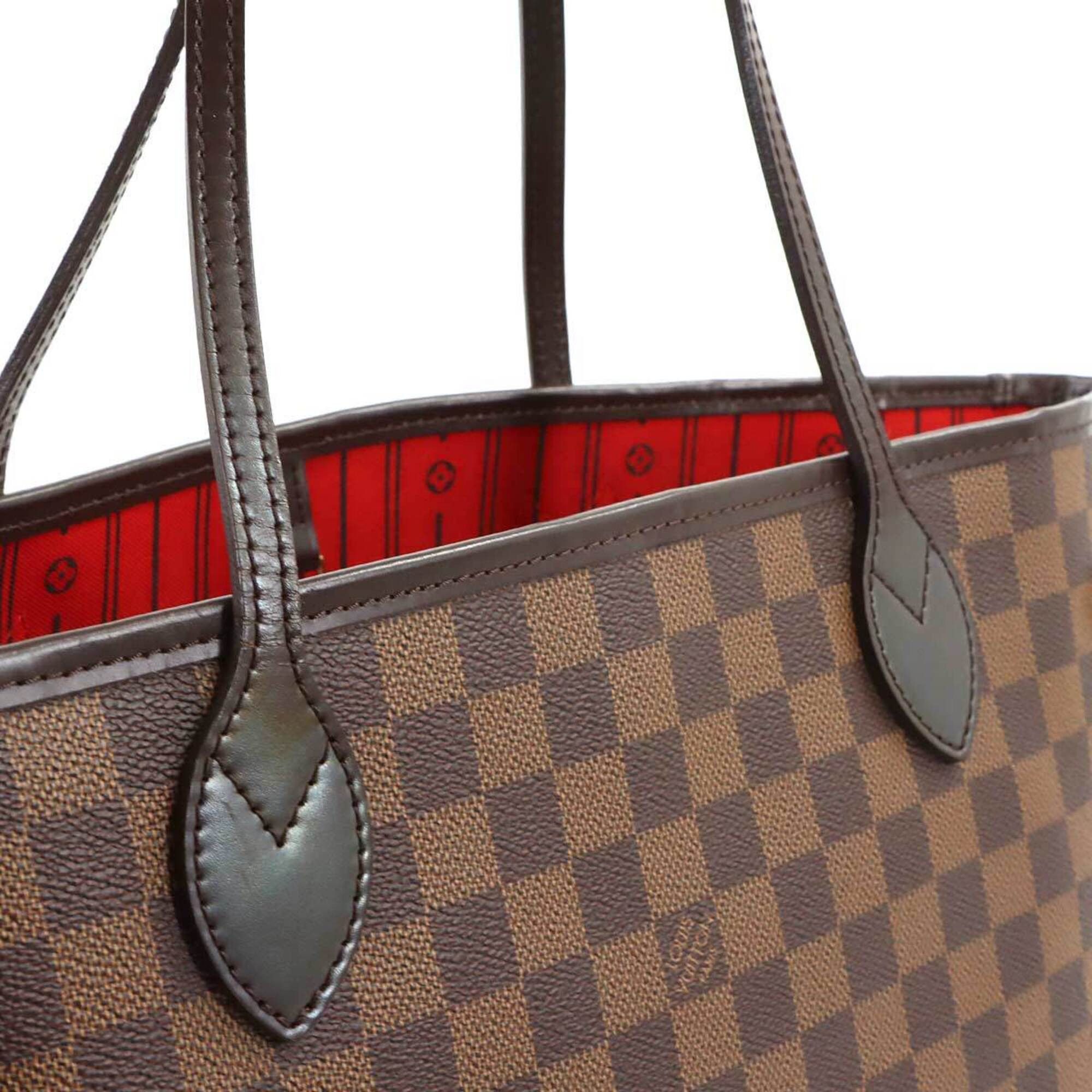Louis Vuitton Louis Vuitton Damier Neverfull MM Tote Handbag, Ebene Cerise N51105 Brown Size ONE SIZE - 9 Thumbnail