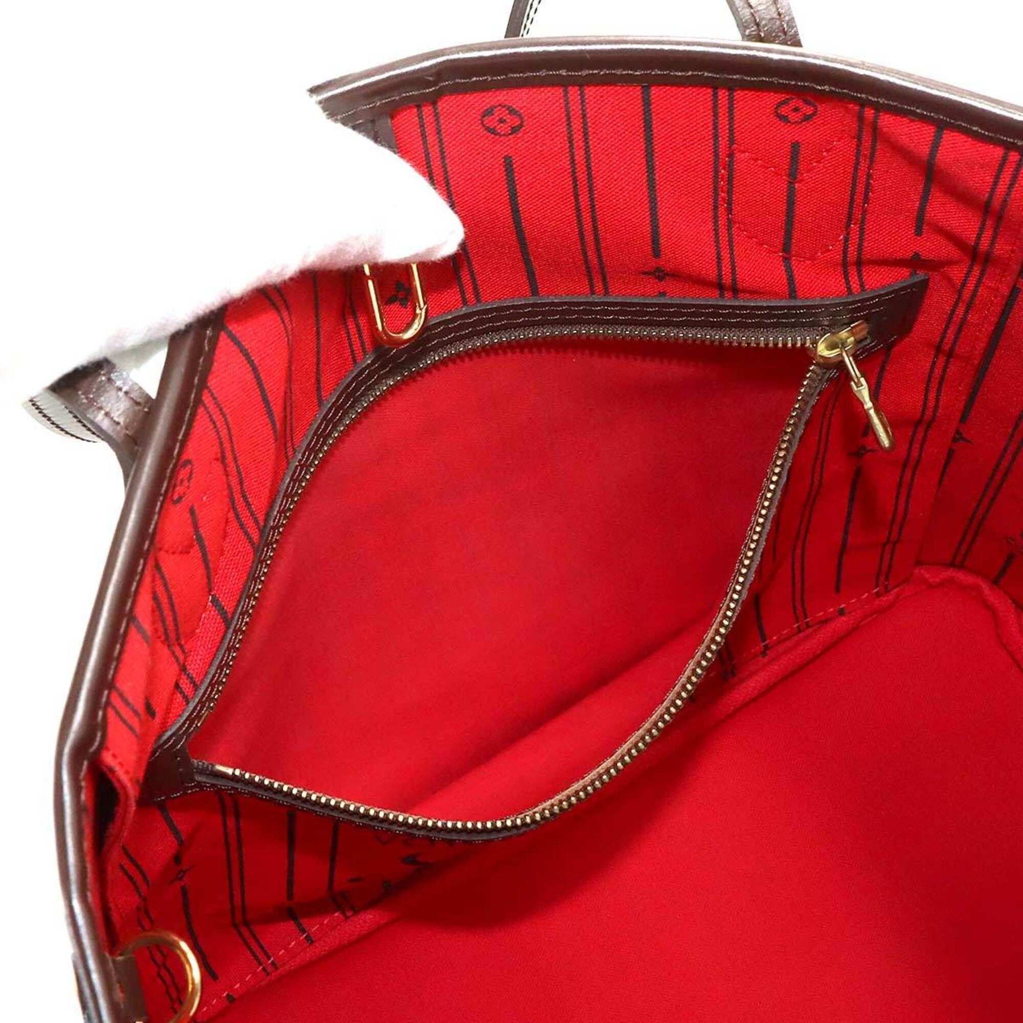 Louis Vuitton Louis Vuitton Damier Neverfull MM Tote Handbag, Ebene Cerise N51105 Brown Size ONE SIZE - 8 Thumbnail