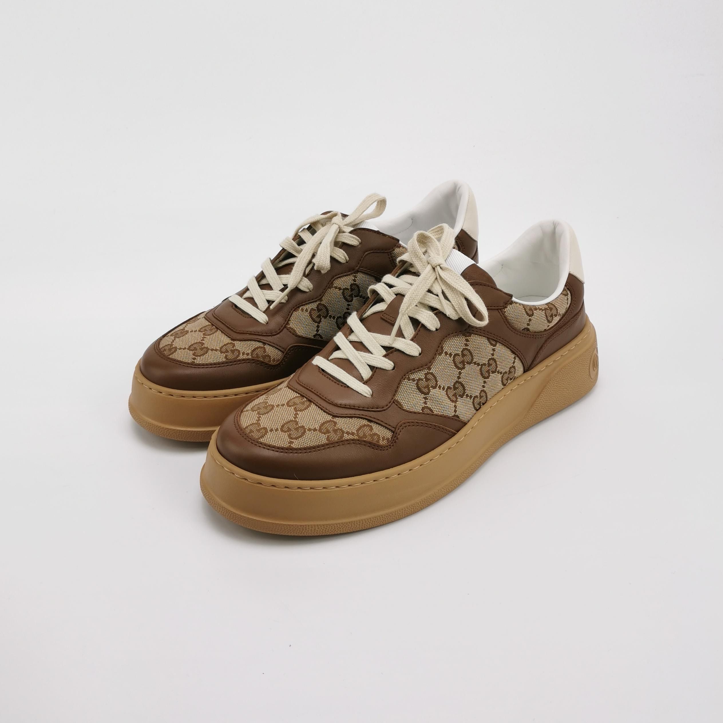 Gucci Gucci GG Supreme Canvas Brown Leather Sneakers 45 Size US 12 / EU 45 - 3 Thumbnail