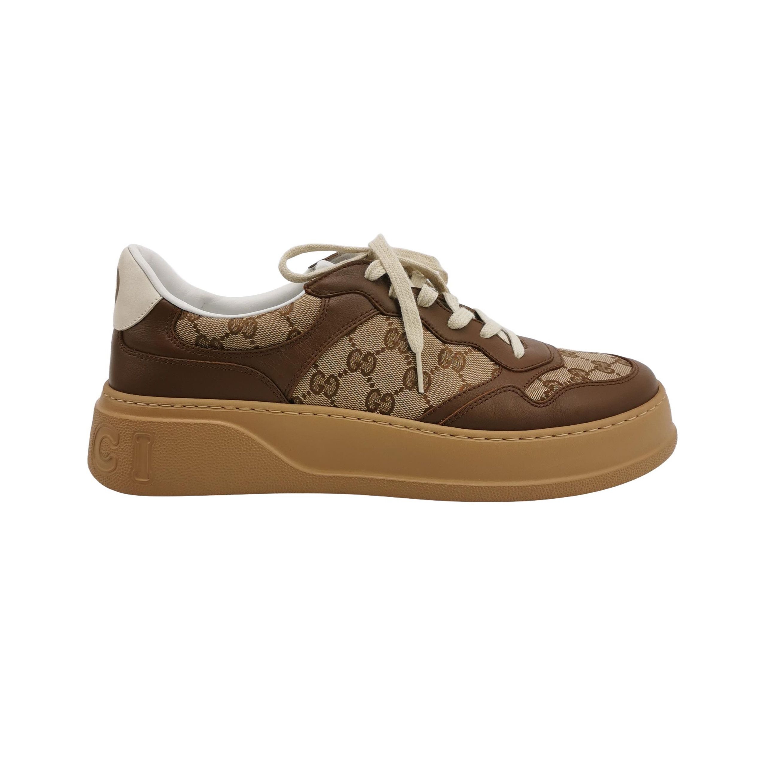 Gucci Gucci GG Supreme Canvas Brown Leather Sneakers 45 Size US 12 / EU 45 - 2 Thumbnail