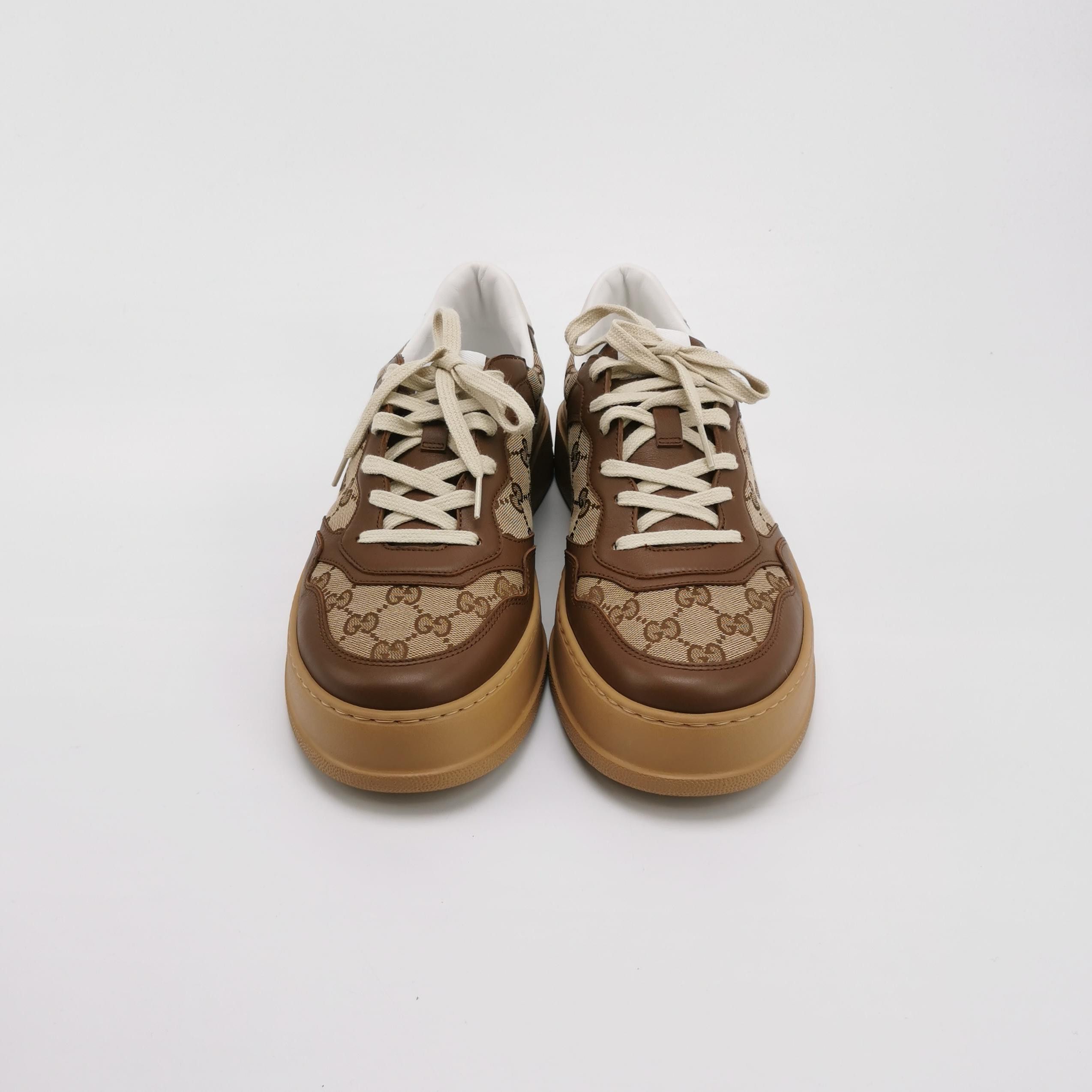 Gucci Gucci GG Supreme Canvas Brown Leather Sneakers 45 Size US 12 / EU 45 - 4 Thumbnail
