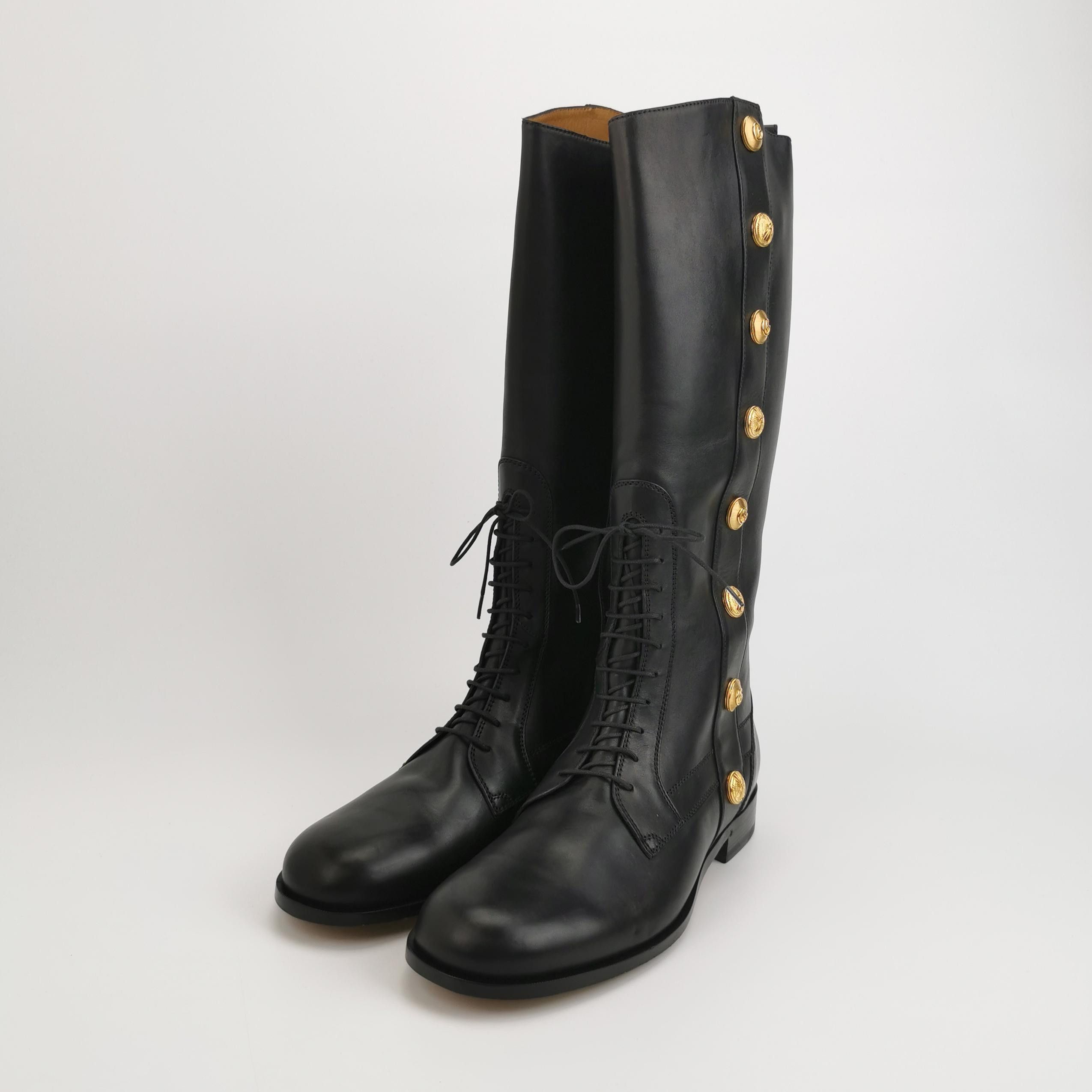 Gucci Gucci Button Detail Lace-Up Leather Boots Size 13 Size US 13 / EU 46 - 3 Thumbnail