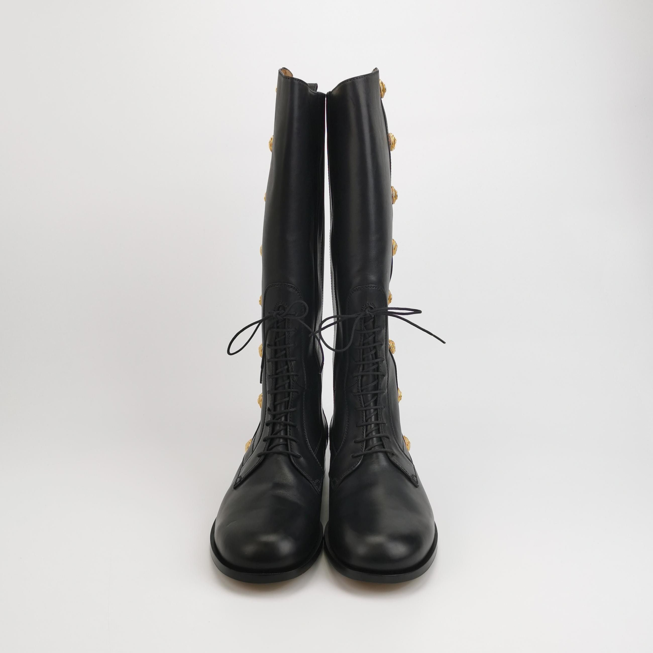 Gucci Gucci Button Detail Lace-Up Leather Boots Size 13 Size US 13 / EU 46 - 4 Thumbnail