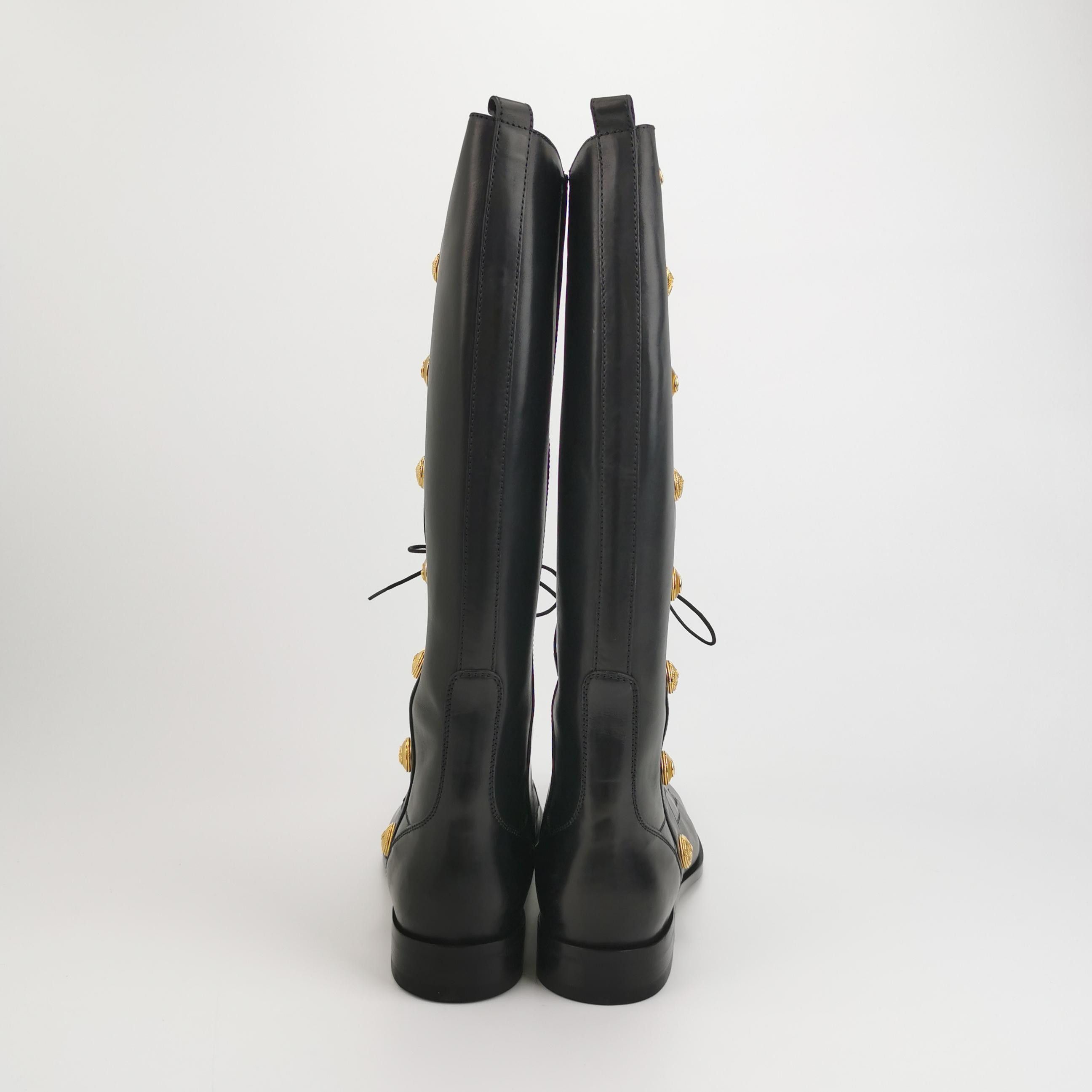 Gucci Gucci Button Detail Lace-Up Leather Boots Size 13 Size US 13 / EU 46 - 5 Thumbnail