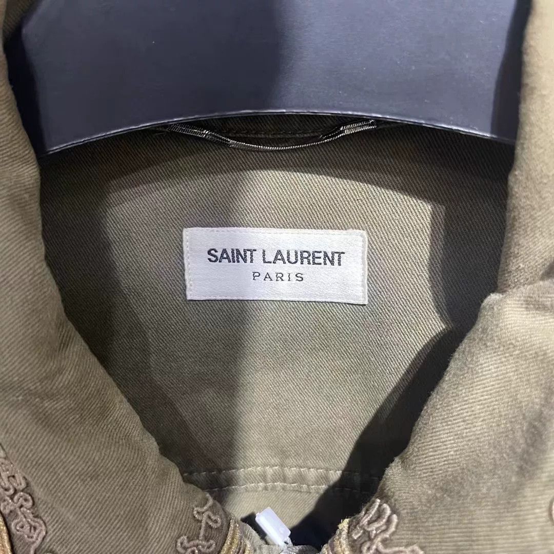 Saint Laurent Paris Saint Laurent Paris Embroidered Green Jacket L Women Size L / US 10 / IT 46 - 3 Thumbnail