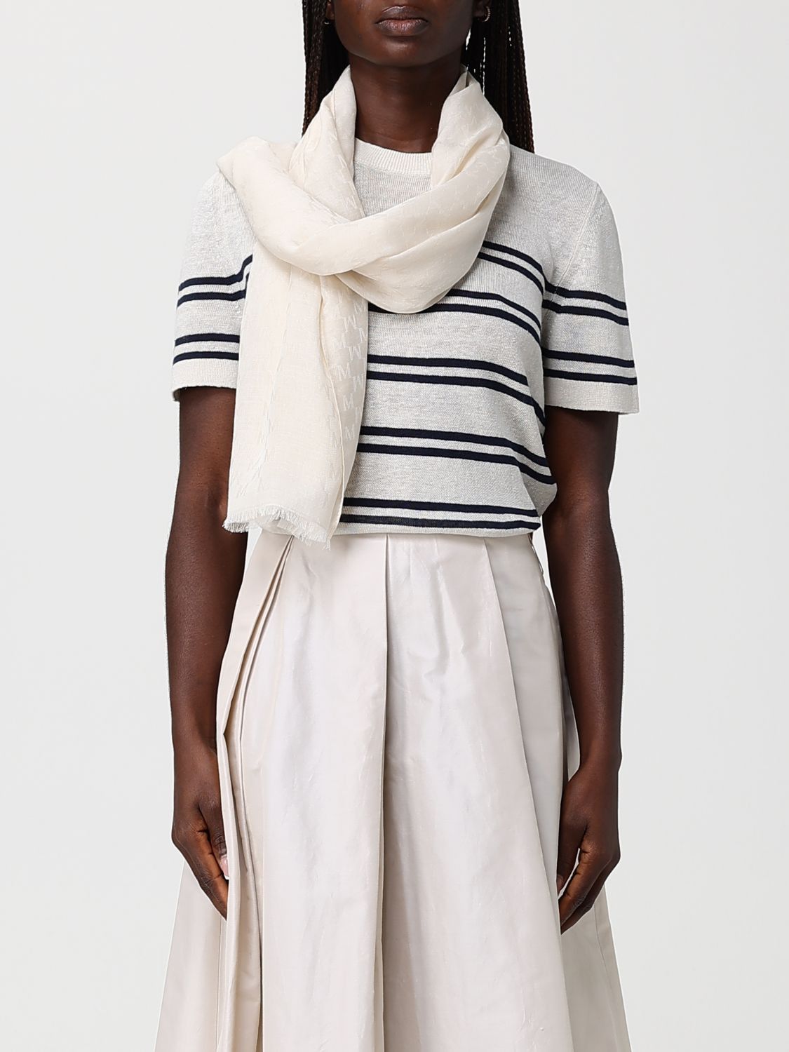 Max Mara Max Mara Scarf Woman White Size ONE SIZE - 2 Thumbnail