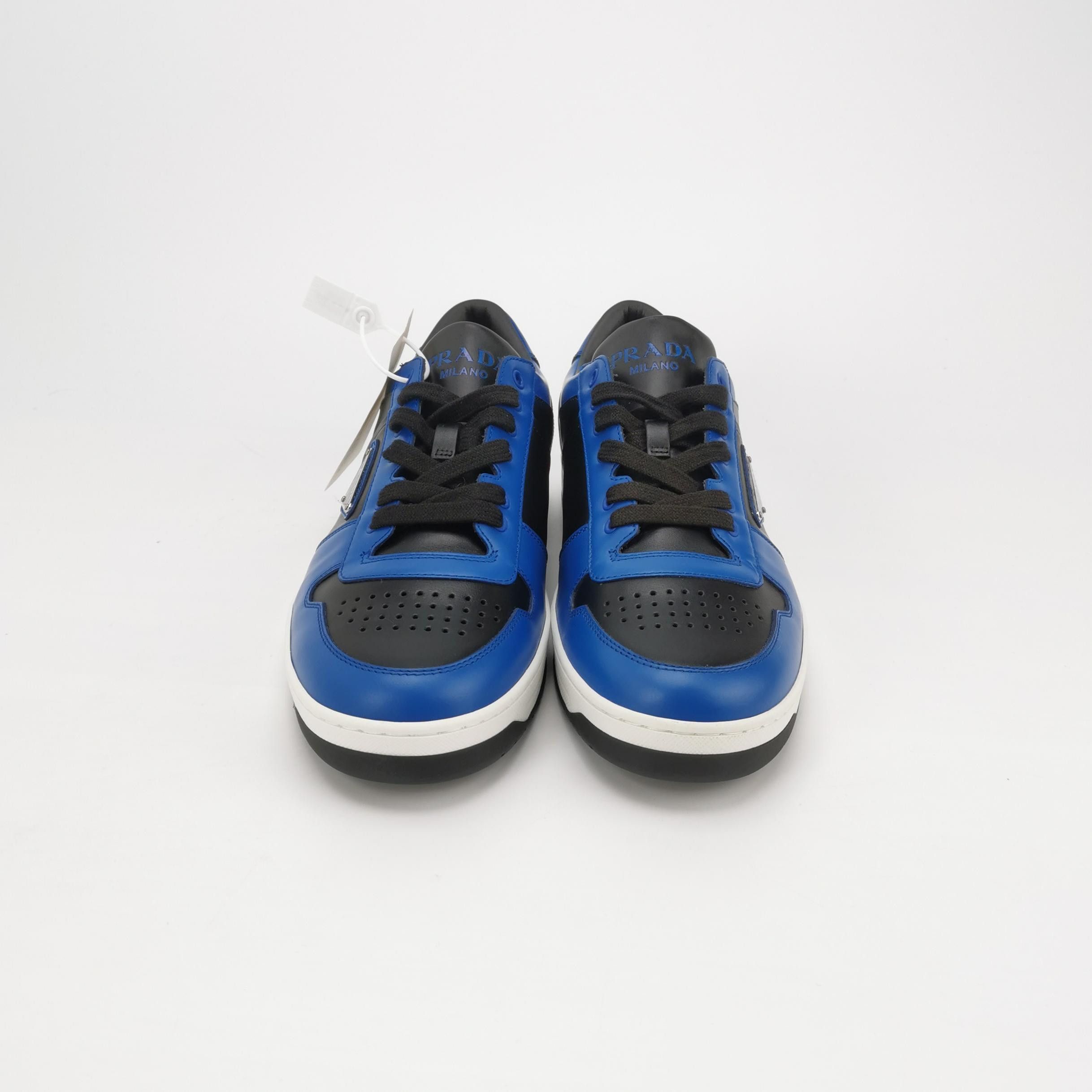 Prada Prada Blue & Black Leather Triangle Logo Sneakers EU 41 Size US 8 / EU 41 - 4 Thumbnail