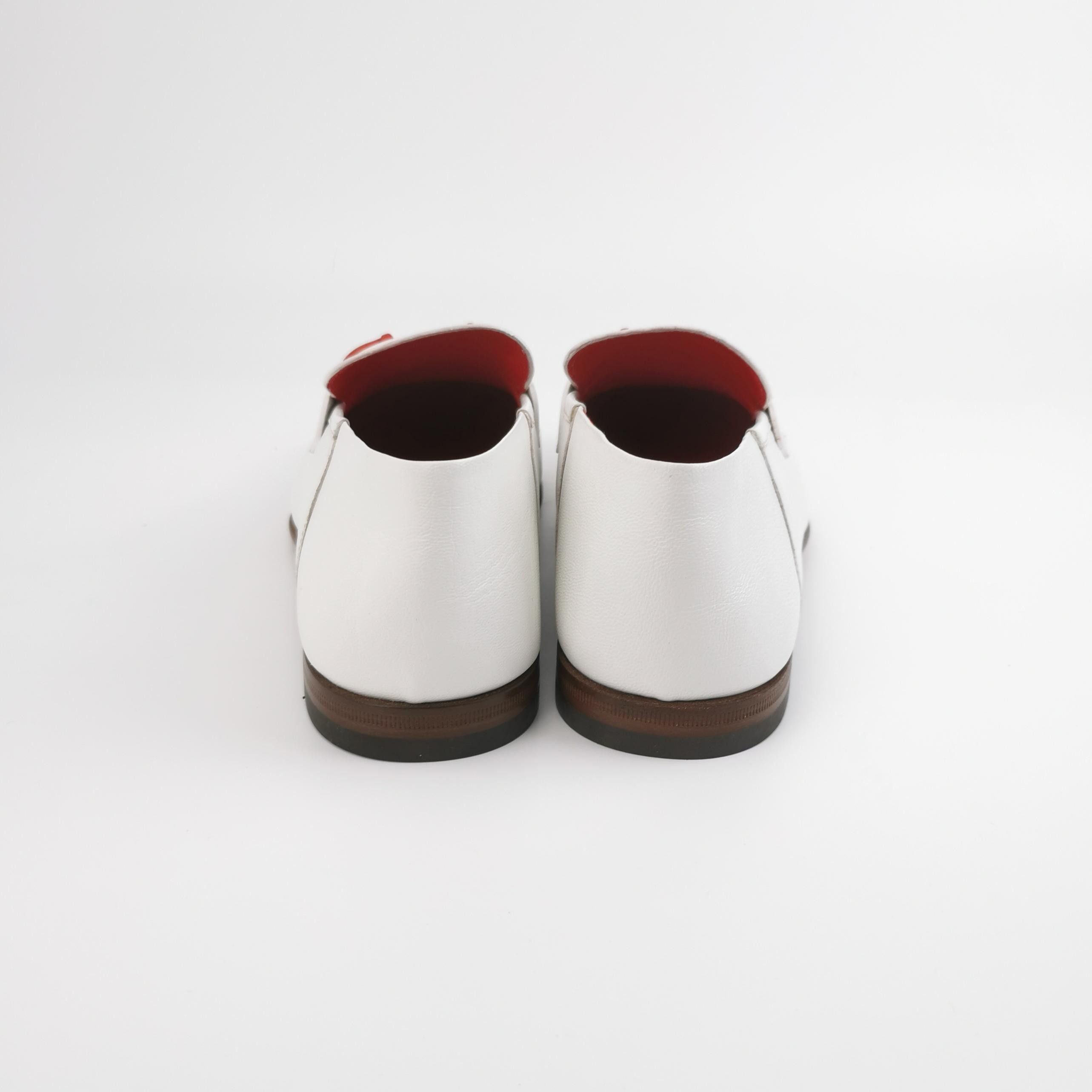 Salvatore Ferragamo Ferragamo Red Gancini White Leather Loafers 7.5 Size US 8 / EU 41 - 5 Thumbnail