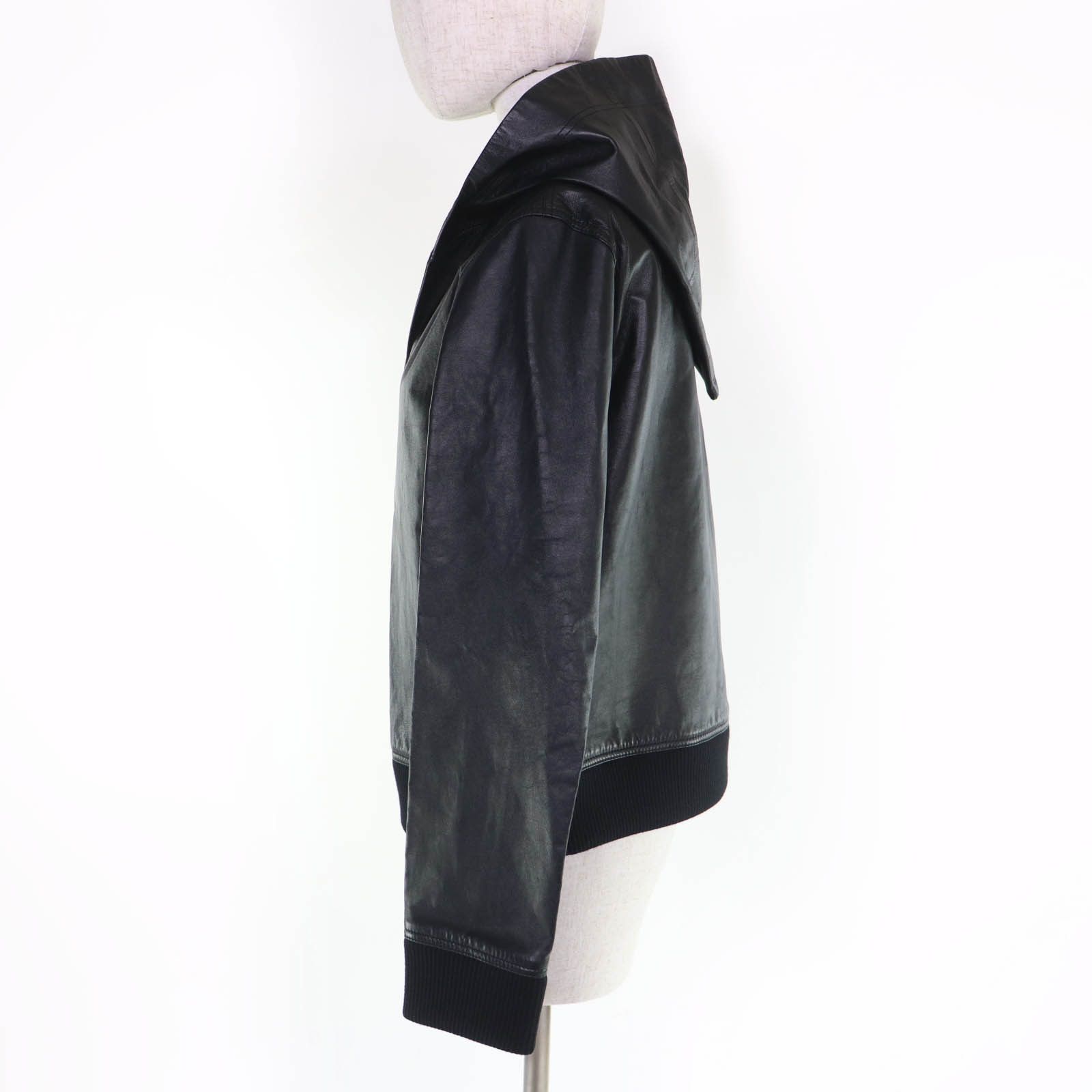 Burberry Burberry Burberry Lambskin Knit Trim Hoodie Jacket Leather Outerwear DUTY FREE for USA Size ONE SIZE - 2 Thumbnail